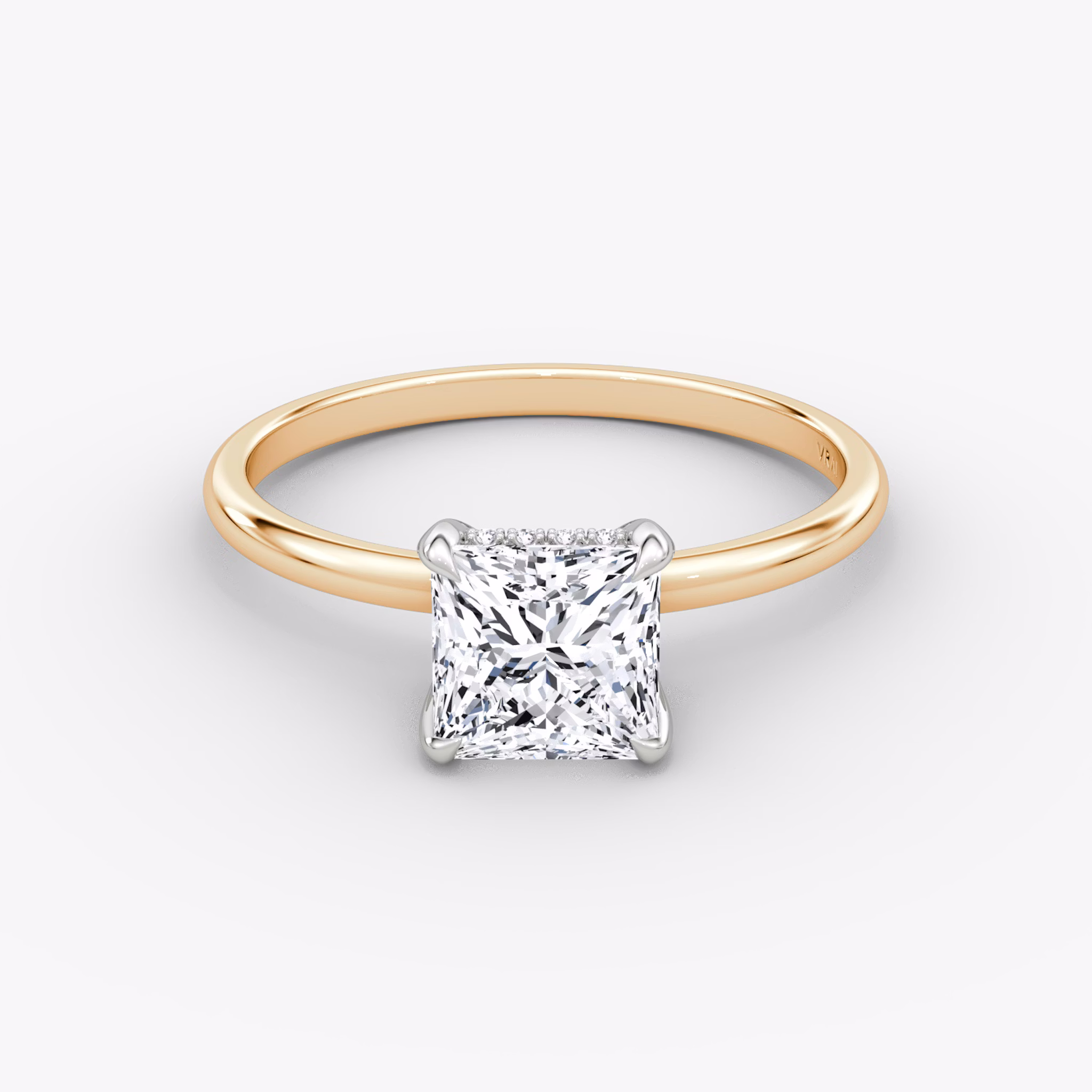 Classic Hidden Halo | Princess | 14k | Roségold und Platin | bandAccent: Ohne Pavé-Besatz | bandWidth: standard | prongStyle: Ohne Pavé-Besatz | diamondOrientation: vertical | caratWeight: other