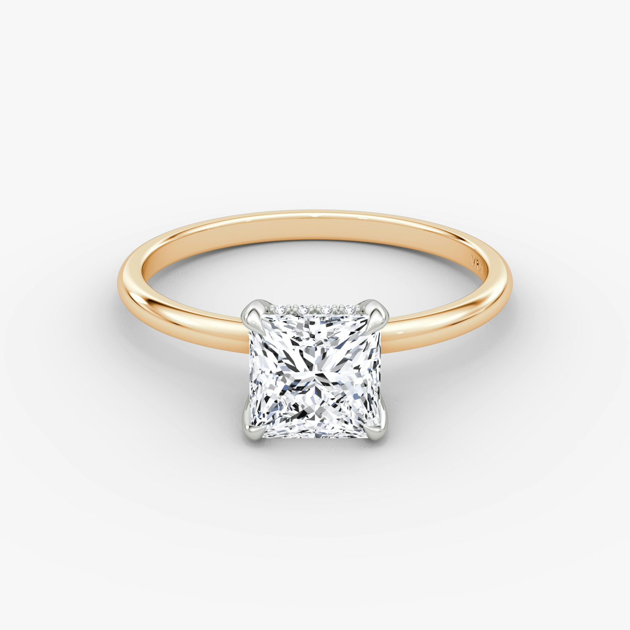 Classic Hidden Halo | Princess | 14k | Roségold und Platin | bandAccent: Ohne Pavé-Besatz | bandWidth: standard | prongStyle: Ohne Pavé-Besatz | diamondOrientation: vertical | caratWeight: other