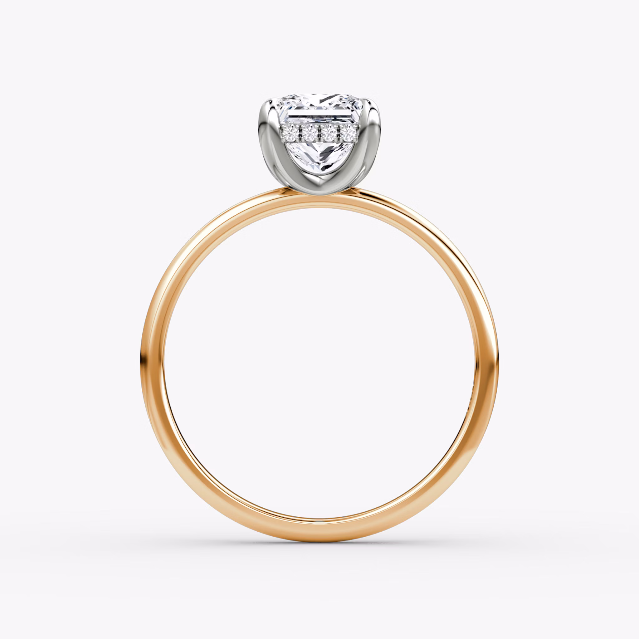 Classic Hidden Halo | Princess | 14k | Roségold und Platin | bandAccent: Ohne Pavé-Besatz | bandWidth: standard | prongStyle: Ohne Pavé-Besatz | diamondOrientation: vertical | caratWeight: other