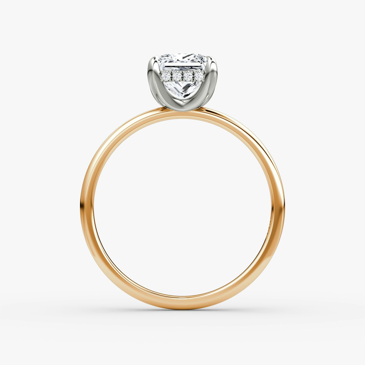 The Classic Hidden Halo | Princess | 14k | Rose Gold and Platinum | bandAccent: Plain | bandWidth: standard | prongStyle: Plain | diamondOrientation: vertical | caratWeight: other