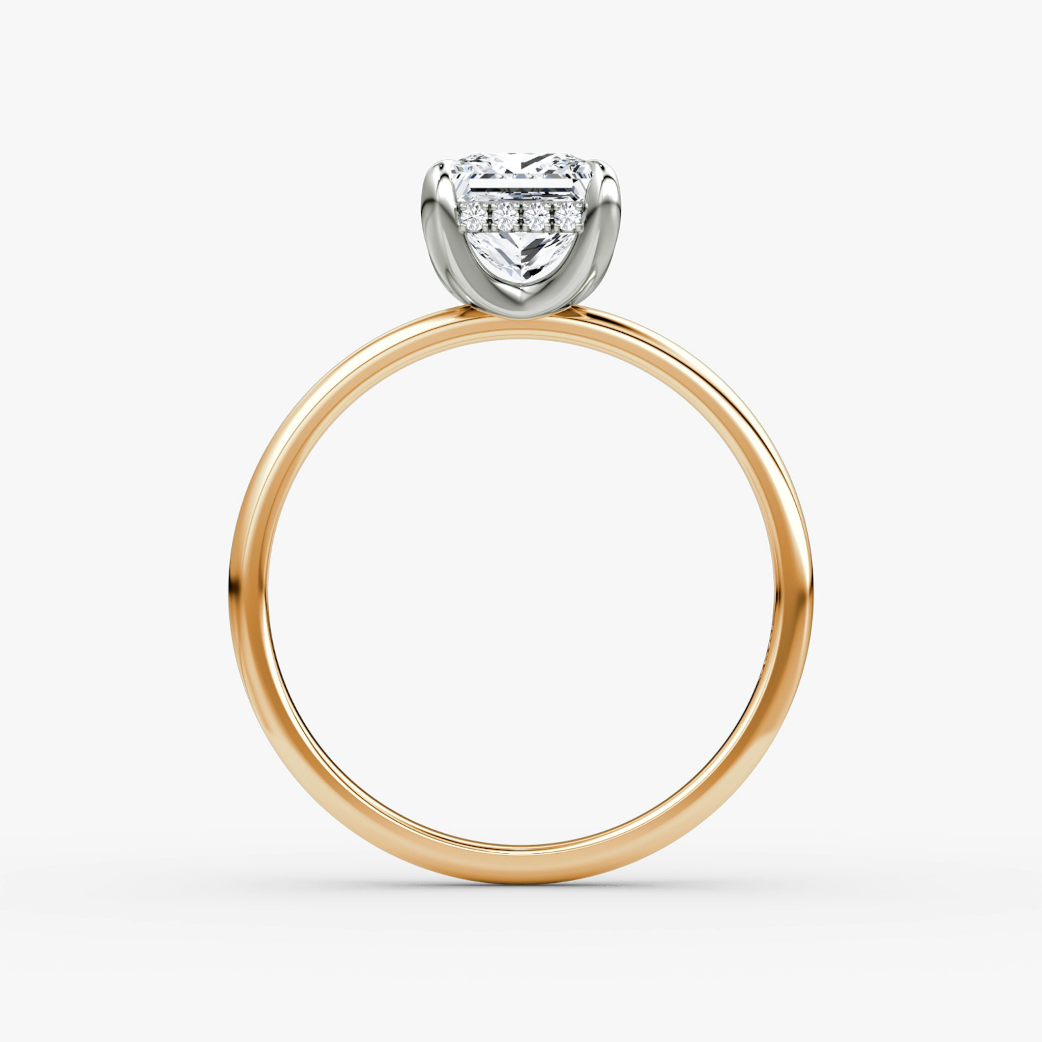Classic Hidden Halo | Princess | 14k | Roségold und Platin | bandAccent: Ohne Pavé-Besatz | bandWidth: standard | prongStyle: Ohne Pavé-Besatz | diamondOrientation: vertical | caratWeight: other