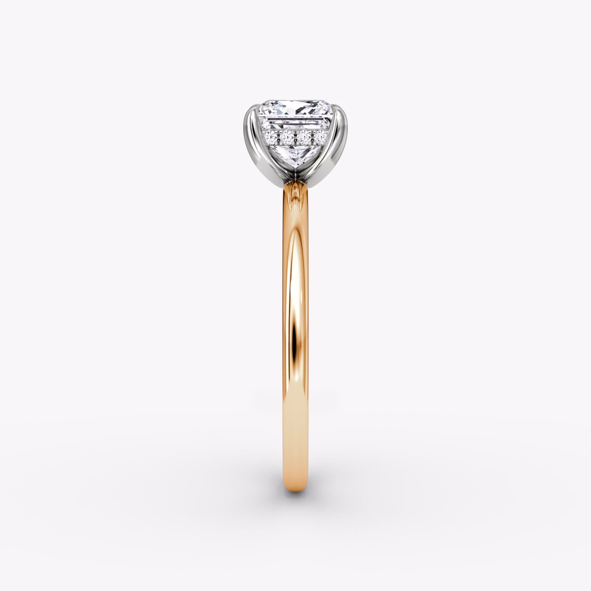 Classic Hidden Halo | Princess | 14k | Roségold und Platin | bandAccent: Ohne Pavé-Besatz | bandWidth: standard | prongStyle: Ohne Pavé-Besatz | diamondOrientation: vertical | caratWeight: other