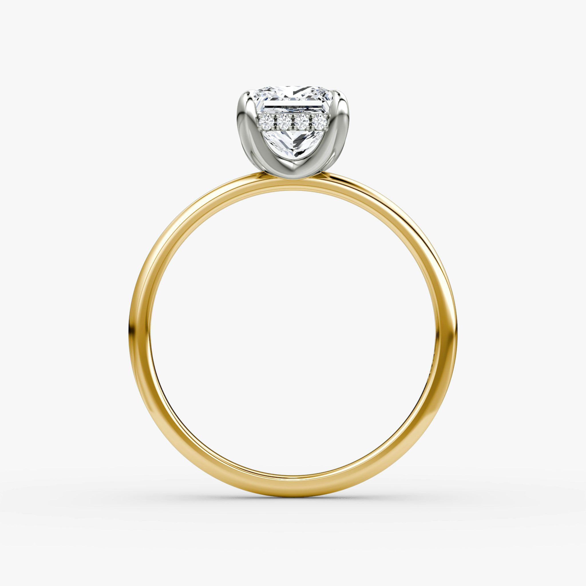 The Classic Hidden Halo | Princess | 18k | Yellow Gold and Platinum | bandAccent: Plain | bandWidth: standard | prongStyle: Plain | diamondOrientation: vertical | caratWeight: other