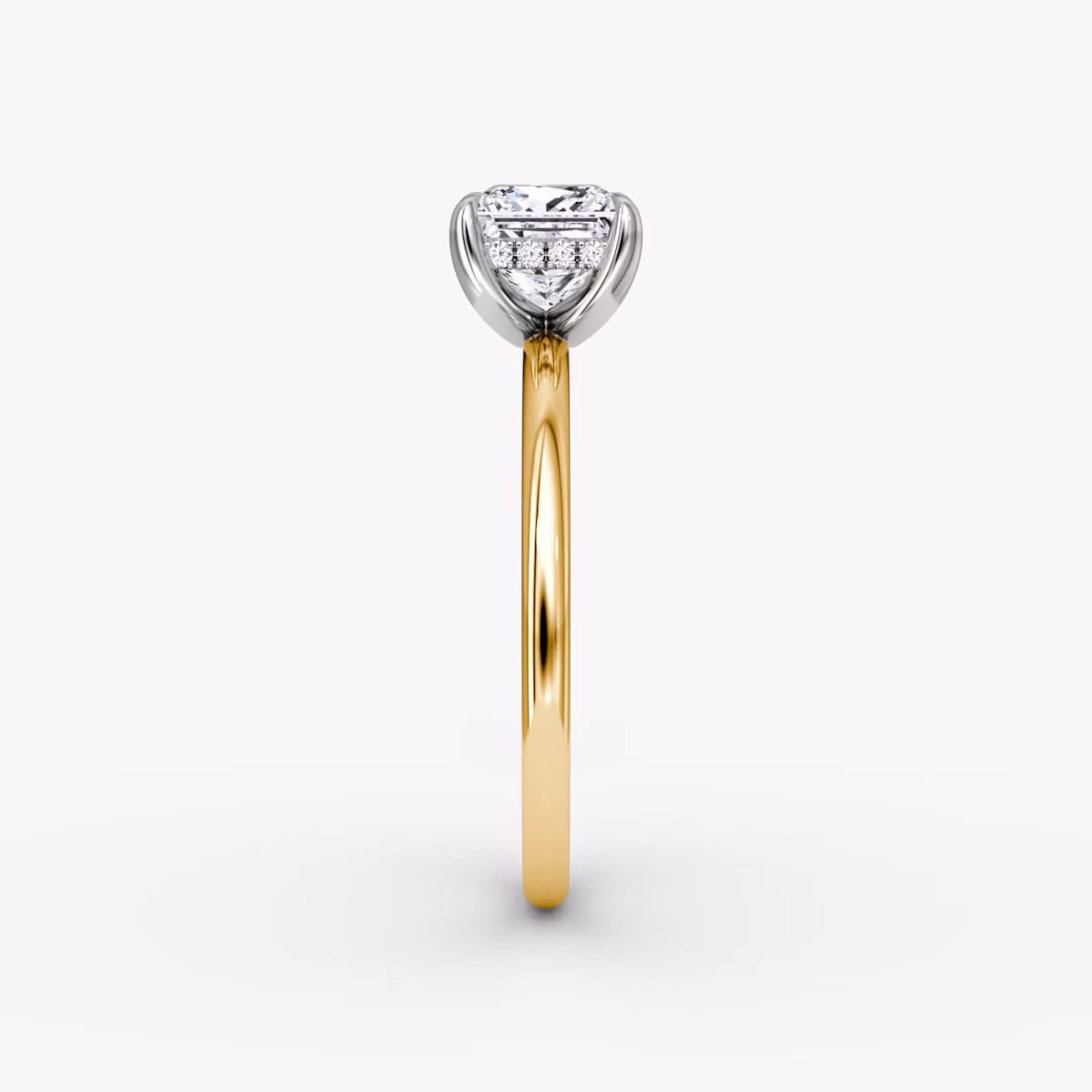 The Classic Hidden Halo | Princess | 18k | Yellow Gold and Platinum | bandAccent: Plain | bandWidth: standard | prongStyle: Plain | diamondOrientation: vertical | caratWeight: other