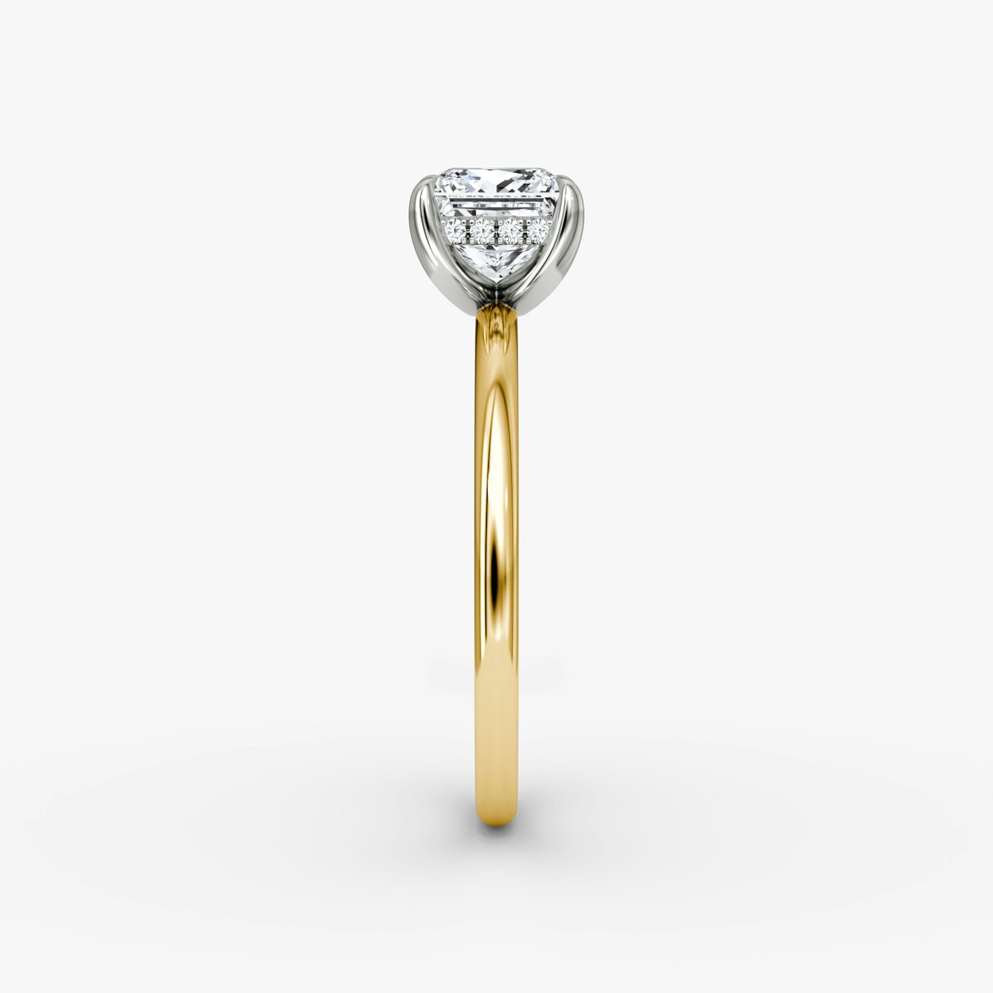 The Classic Hidden Halo | Princess | 18k | Yellow Gold and Platinum | bandAccent: Plain | bandWidth: standard | prongStyle: Plain | diamondOrientation: vertical | caratWeight: other