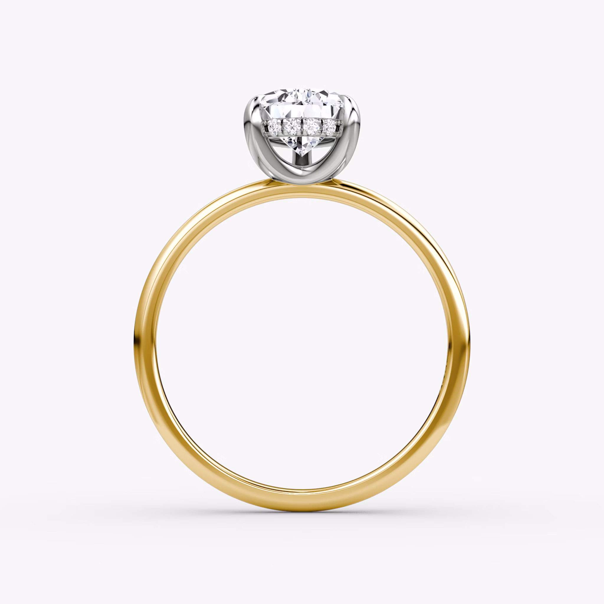 The Classic Hidden Halo | Pear | 18k | Yellow Gold and Platinum | bandAccent: Plain | bandWidth: standard | prongStyle: Plain | diamondOrientation: vertical | caratWeight: other