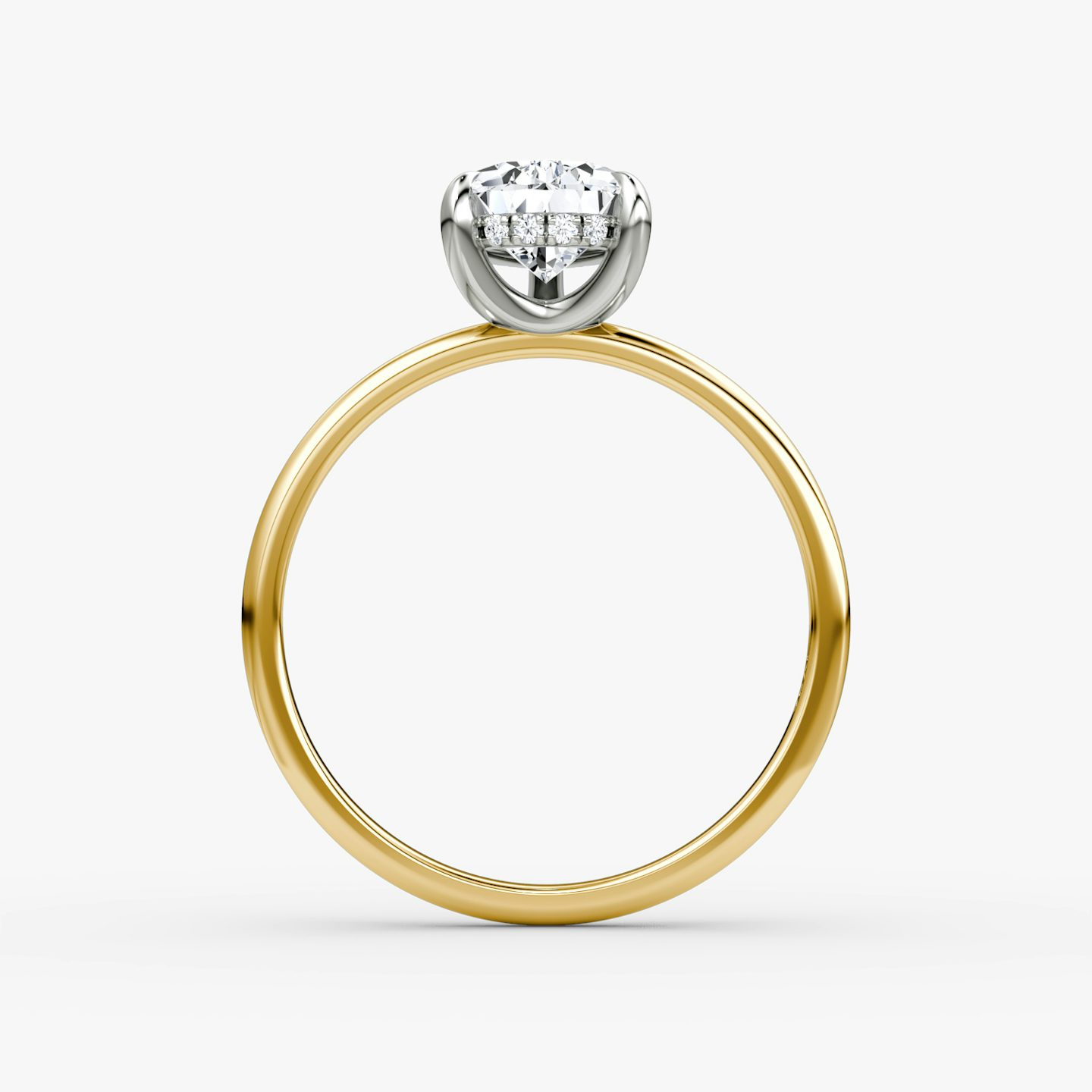 The Classic Hidden Halo | Pear | 18k | Yellow Gold and Platinum | bandAccent: Plain | bandWidth: standard | prongStyle: Plain | diamondOrientation: vertical | caratWeight: other