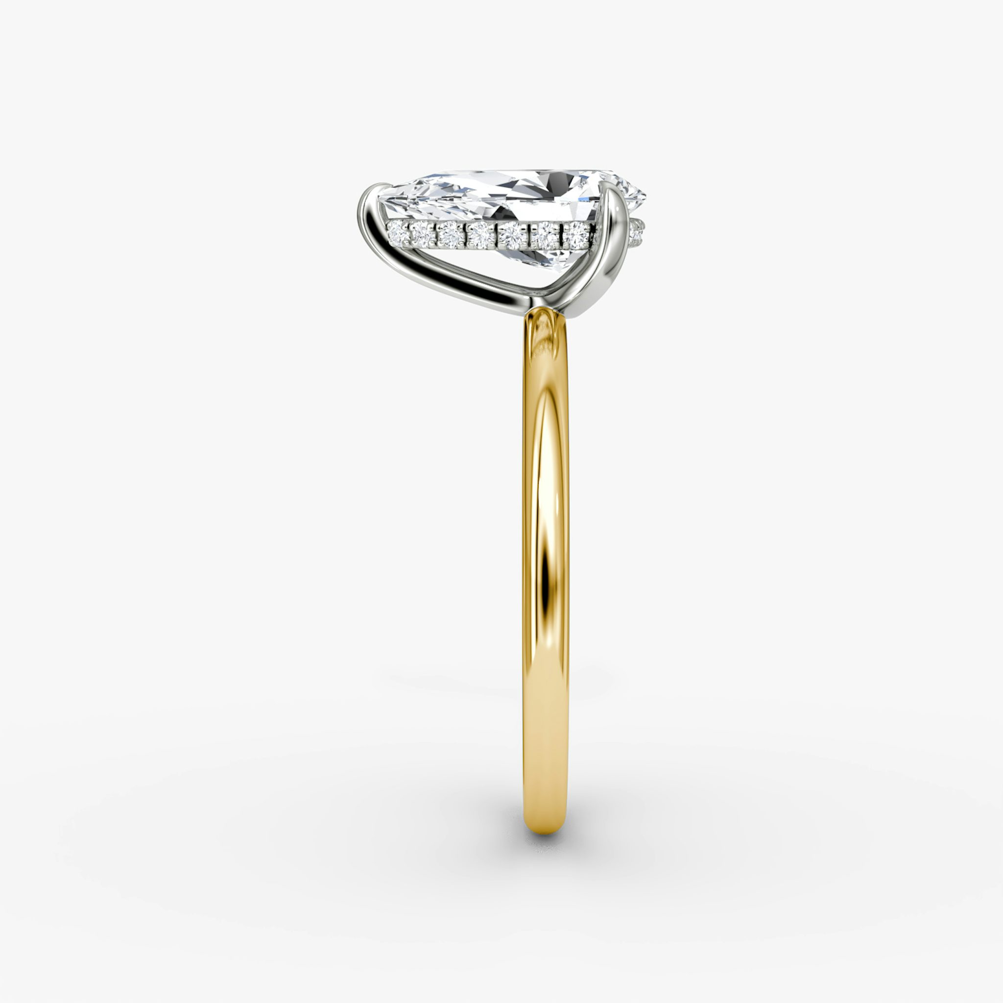 The Classic Hidden Halo | Pear | 18k | Yellow Gold and Platinum | bandAccent: Plain | bandWidth: standard | prongStyle: Plain | diamondOrientation: vertical | caratWeight: other
