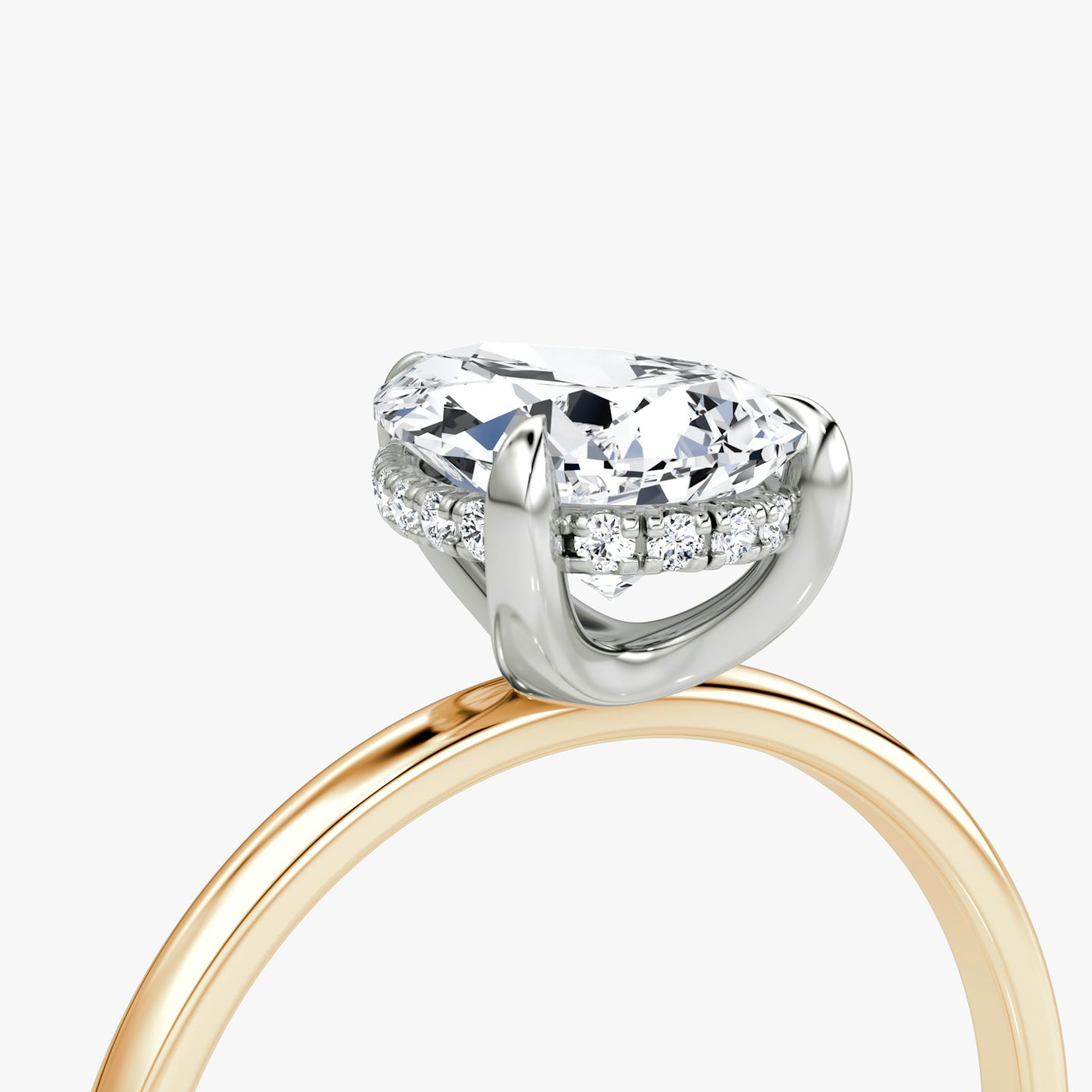 The Classic Hidden Halo | Pear | 14k | Rose Gold and Platinum | bandAccent: Plain | bandWidth: standard | prongStyle: Plain | diamondOrientation: vertical | caratWeight: other