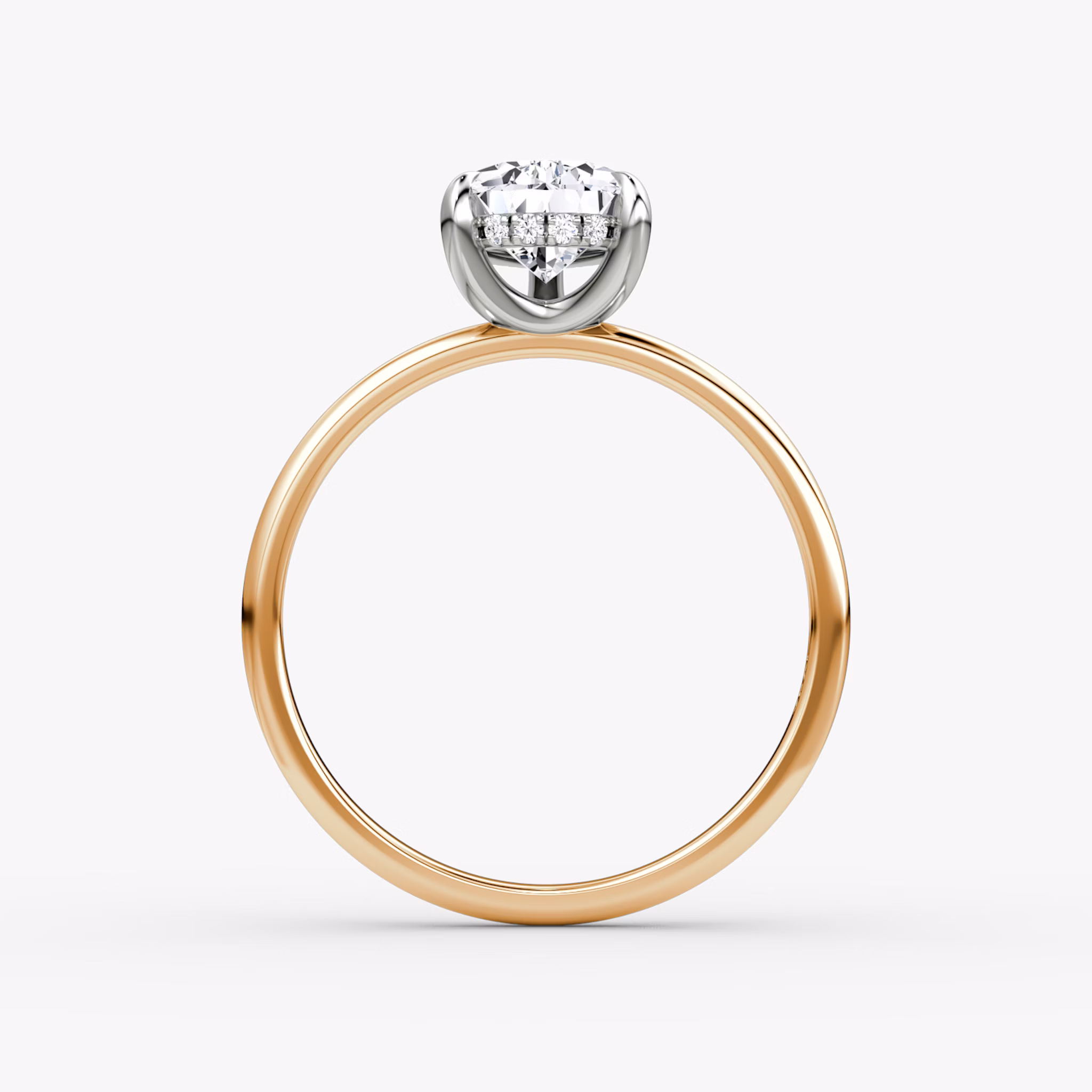 The Classic Hidden Halo | Pear | 14k | Rose Gold and Platinum | bandAccent: Plain | bandWidth: standard | prongStyle: Plain | diamondOrientation: vertical | caratWeight: other