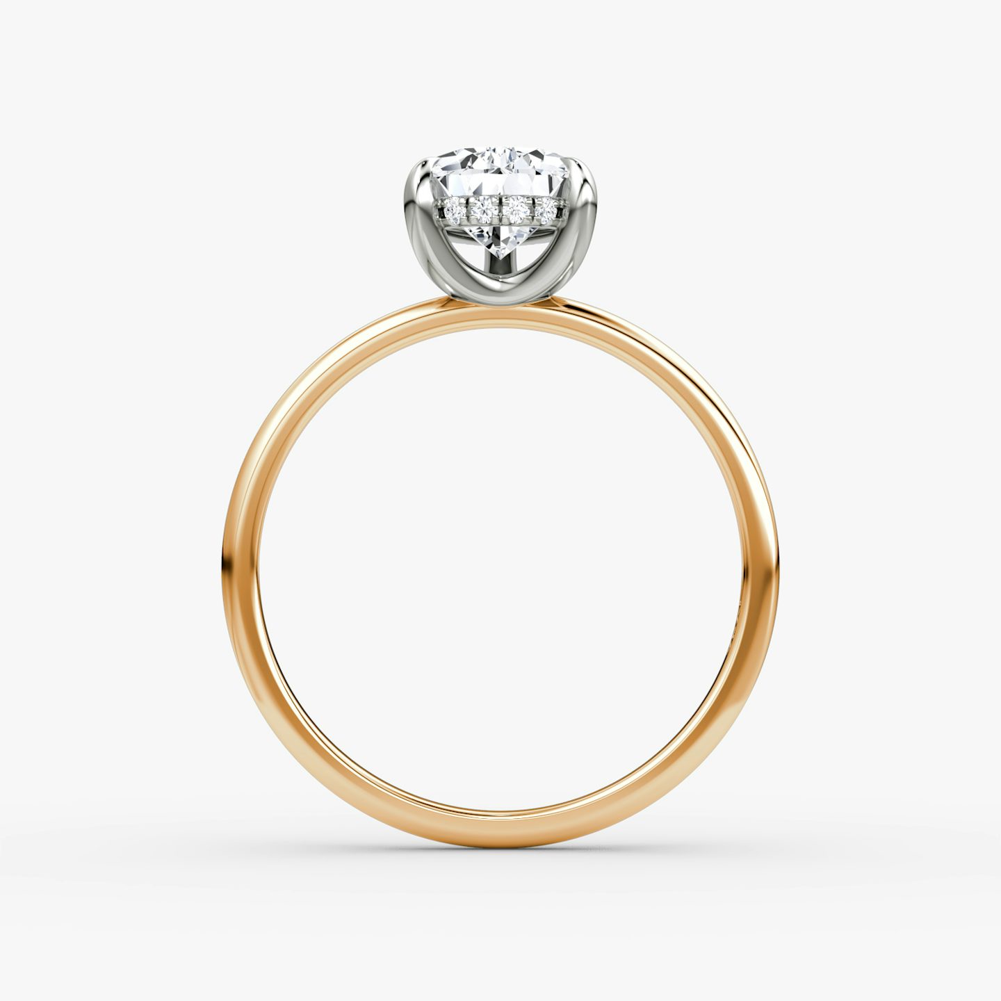 The Classic Hidden Halo | Pear | 14k | Rose Gold and Platinum | bandAccent: Plain | bandWidth: standard | prongStyle: Plain | diamondOrientation: vertical | caratWeight: other