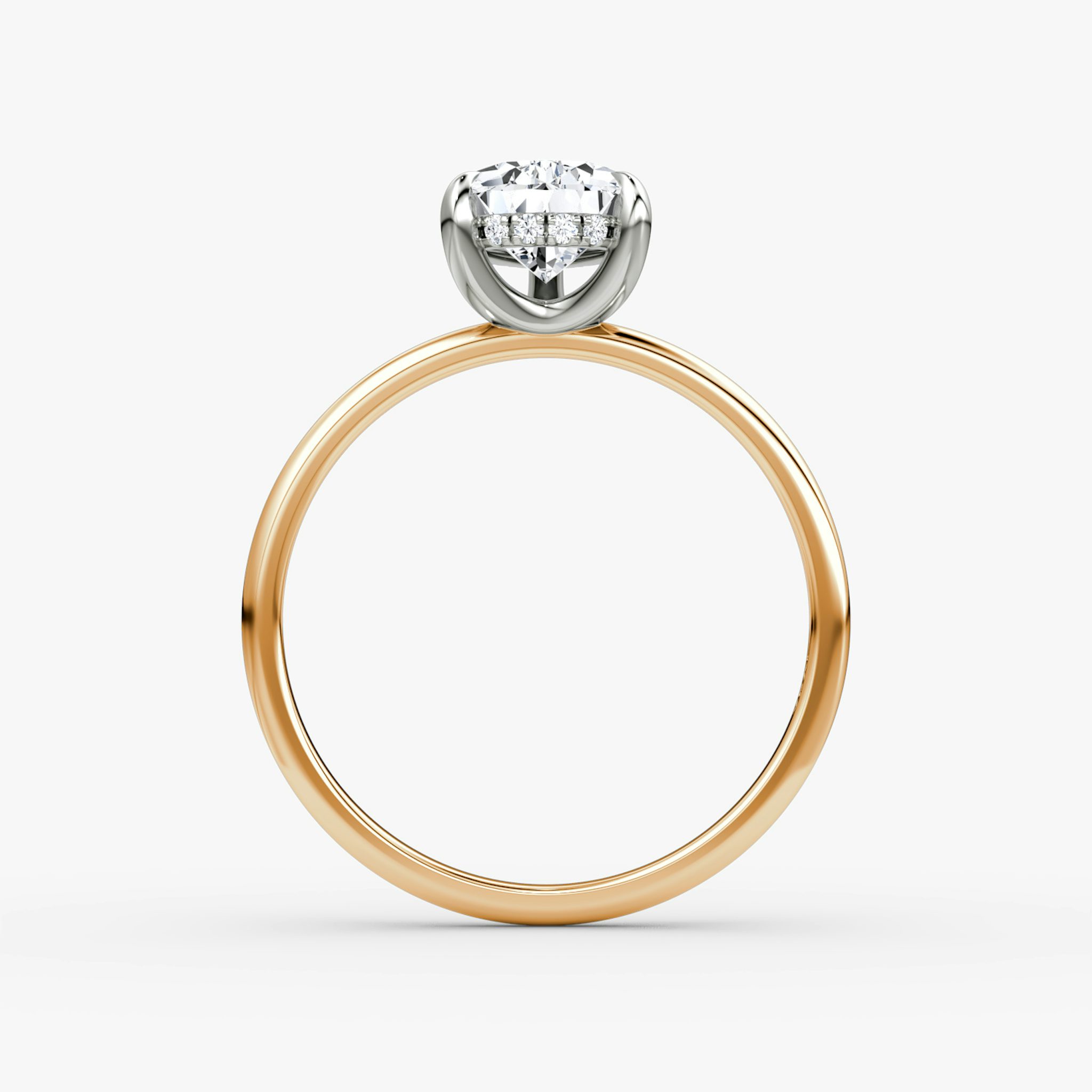 The Classic Hidden Halo | Pear | 14k | Rose Gold and Platinum | bandAccent: Plain | bandWidth: standard | prongStyle: Plain | diamondOrientation: vertical | caratWeight: other