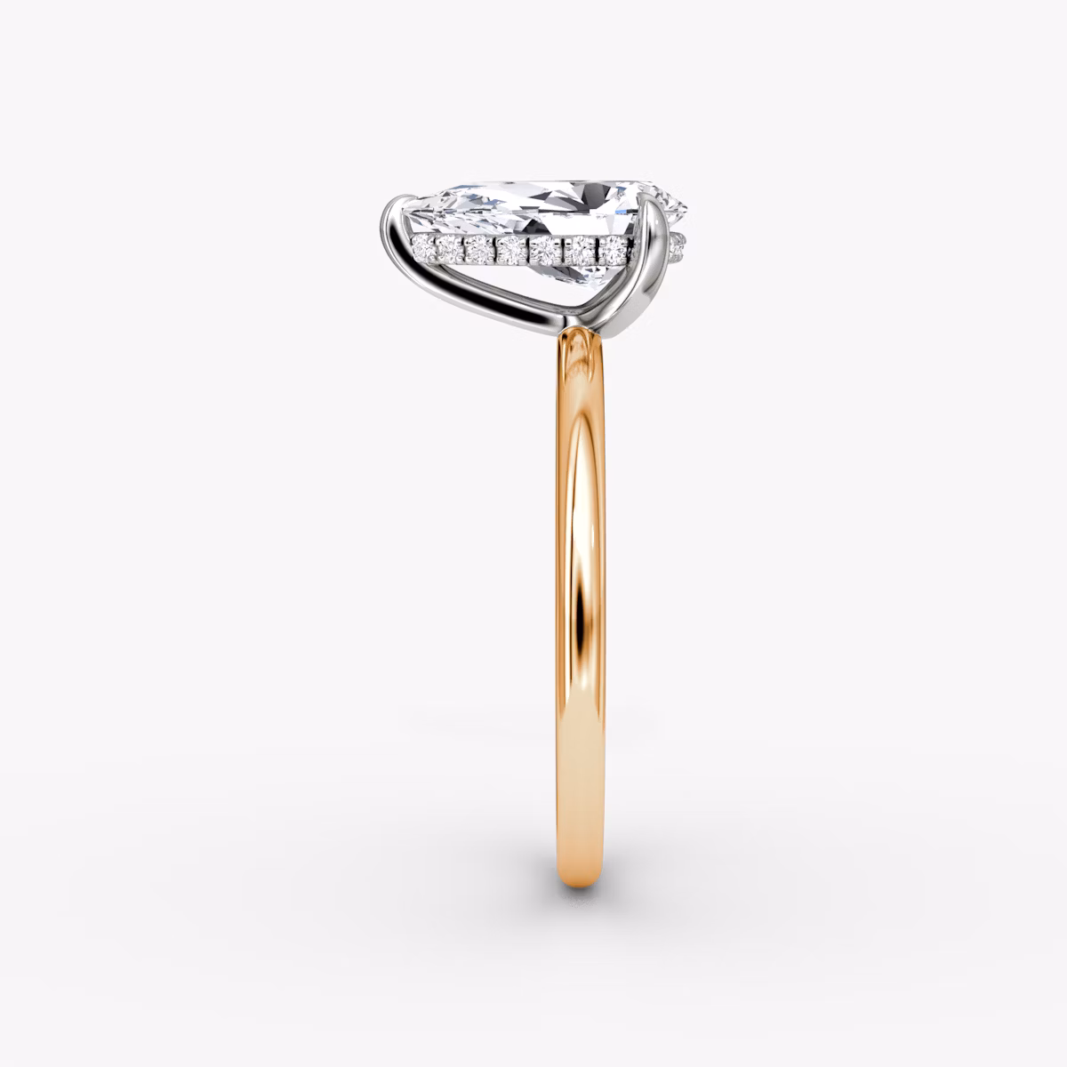 The Classic Hidden Halo | Pear | 14k | Rose Gold and Platinum | bandAccent: Plain | bandWidth: standard | prongStyle: Plain | diamondOrientation: vertical | caratWeight: other