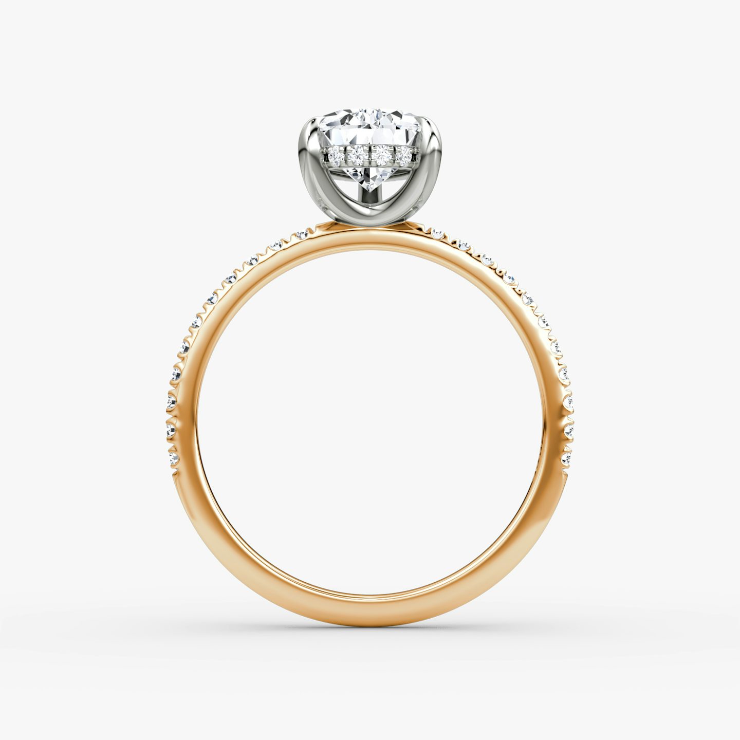 The Classic Hidden Halo | Pear | 14k | Rose Gold and Platinum | bandAccent: Pavé | bandWidth: standard | prongStyle: Plain | diamondOrientation: vertical | caratWeight: other