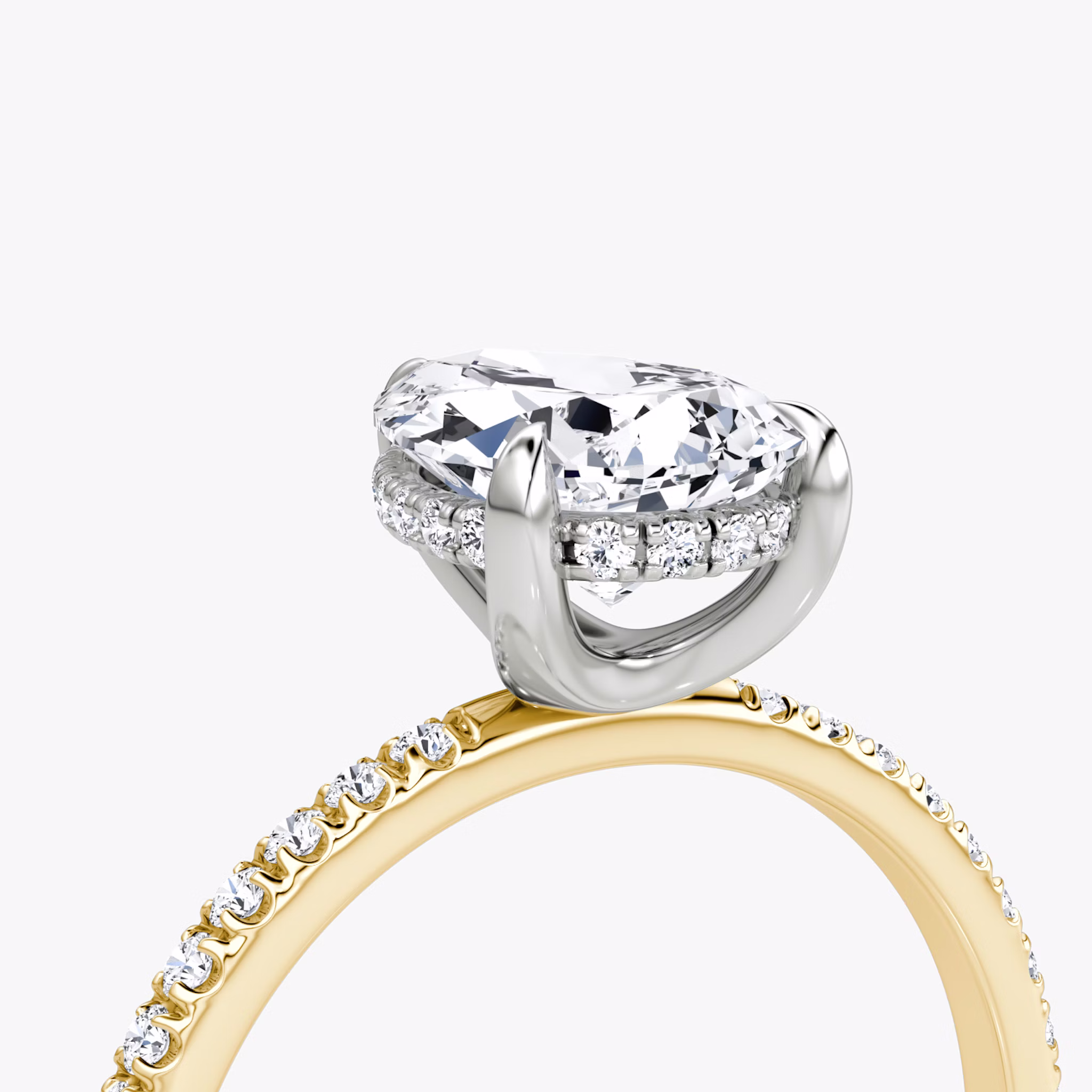 The Classic Hidden Halo | Pear | 18k | Yellow Gold and Platinum | bandAccent: Pavé | bandWidth: standard | prongStyle: Plain | diamondOrientation: vertical | caratWeight: other