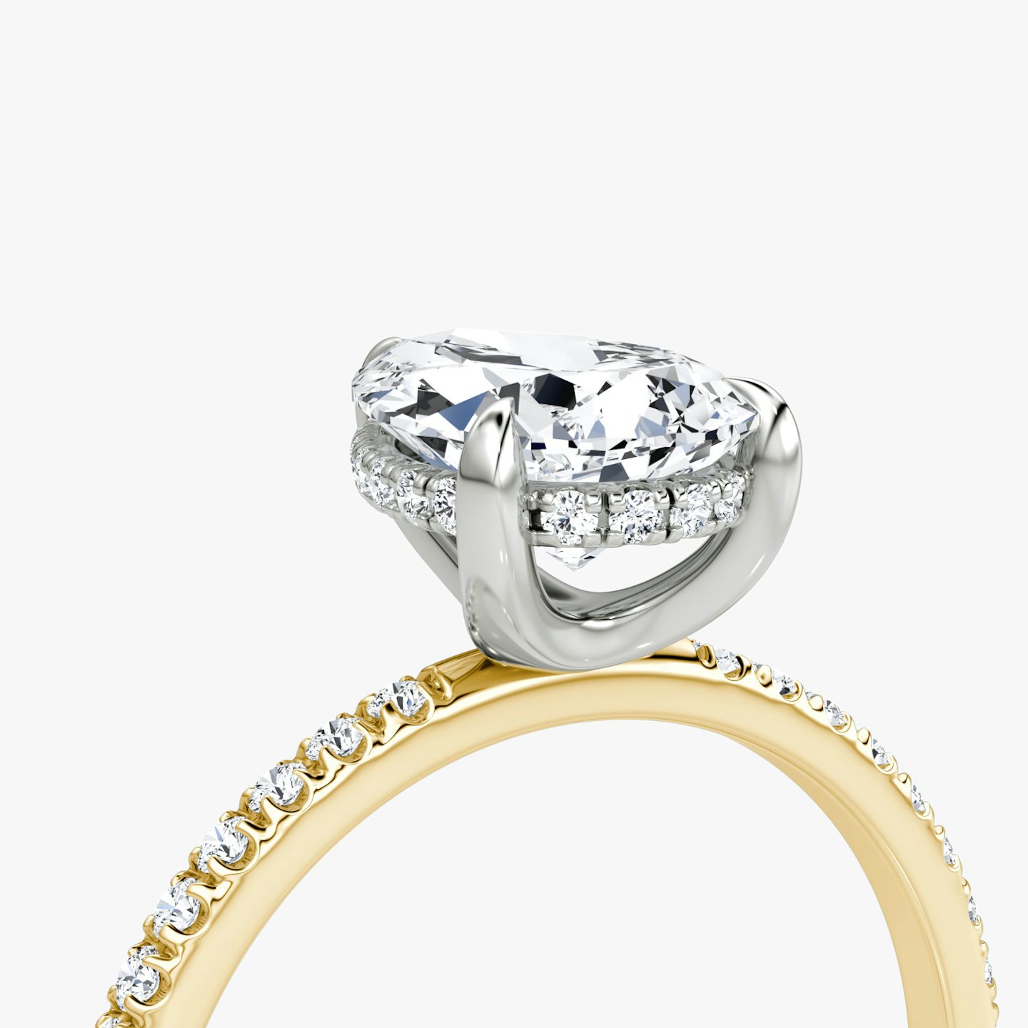 The Classic Hidden Halo | Pear | 18k | Yellow Gold and Platinum | bandAccent: Pavé | bandWidth: standard | prongStyle: Plain | diamondOrientation: vertical | caratWeight: other
