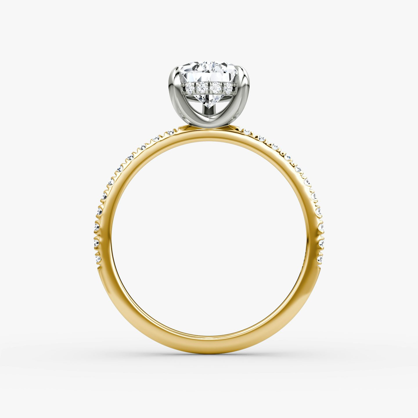 The Classic Hidden Halo | Pear | 18k | Yellow Gold and Platinum | bandAccent: Pavé | bandWidth: standard | prongStyle: Plain | diamondOrientation: vertical | caratWeight: other