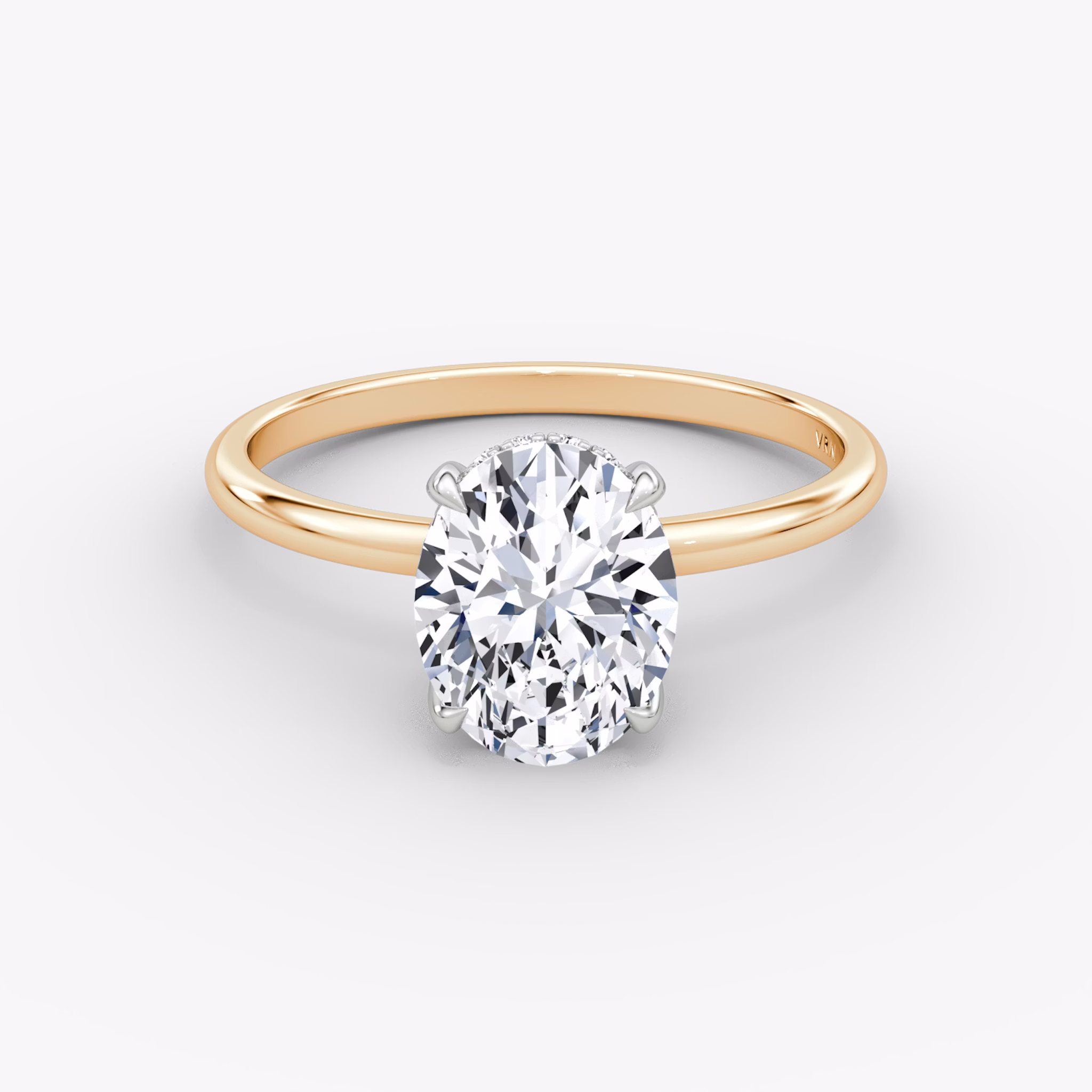 Classic Hidden Halo | Oval | 14k | Roségold und Platin | bandAccent: Ohne Pavé-Besatz | bandWidth: standard | prongStyle: Ohne Pavé-Besatz | diamondOrientation: vertical | caratWeight: other