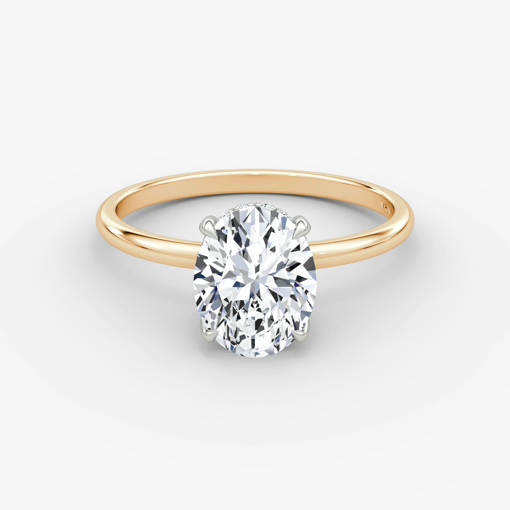 Classic Hidden Halo | Oval | 14k | Roségold und Platin | bandAccent: Ohne Pavé-Besatz | bandWidth: standard | prongStyle: Ohne Pavé-Besatz | diamondOrientation: vertical | caratWeight: other