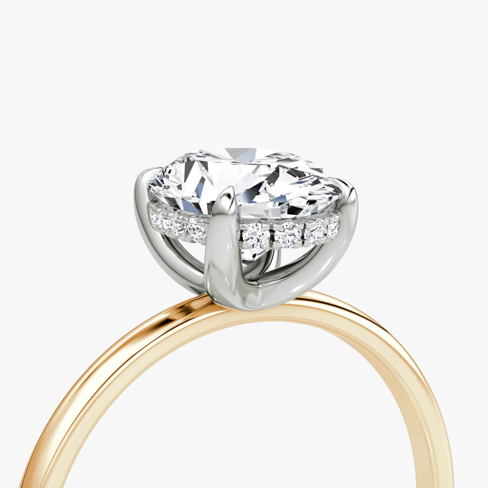 Classic Hidden Halo | Oval | 14k | Roségold und Platin | bandAccent: Ohne Pavé-Besatz | bandWidth: standard | prongStyle: Ohne Pavé-Besatz | diamondOrientation: vertical | caratWeight: other