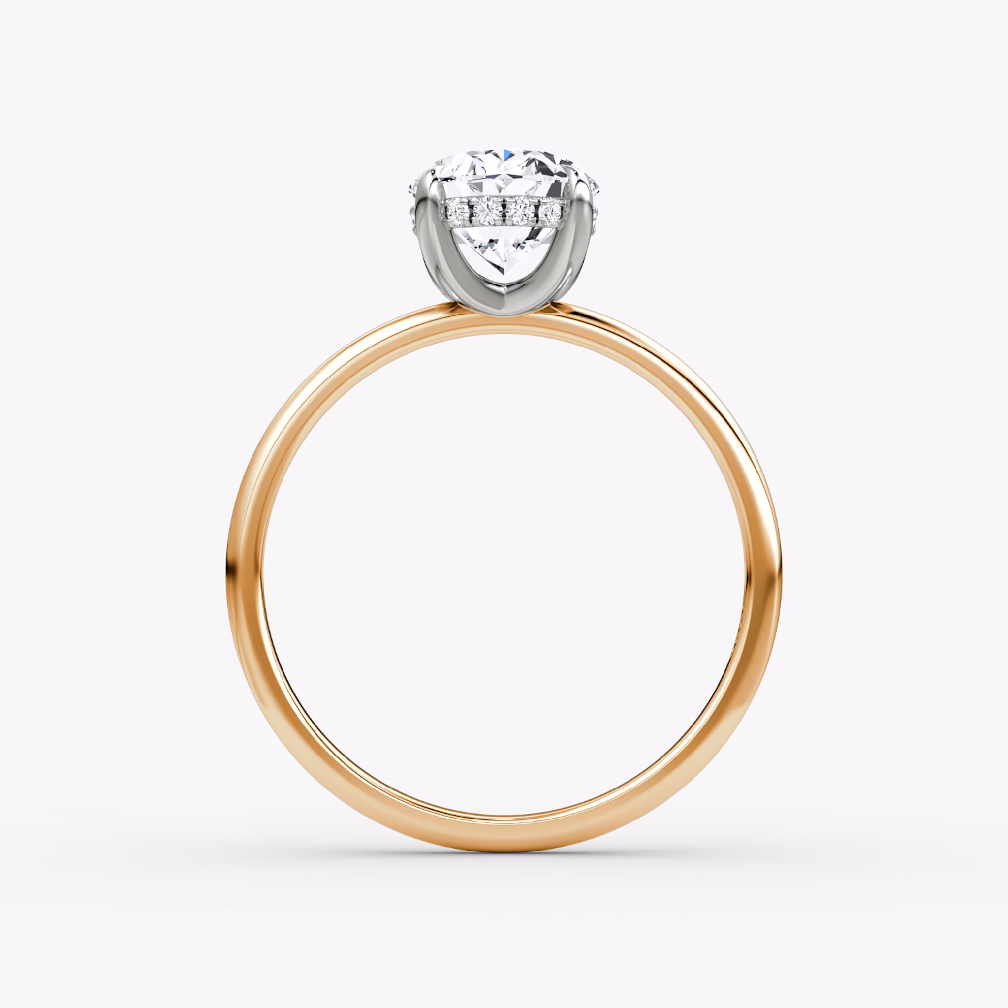 Classic Hidden Halo | Oval | 14k | Roségold und Platin | bandAccent: Ohne Pavé-Besatz | bandWidth: standard | prongStyle: Ohne Pavé-Besatz | diamondOrientation: vertical | caratWeight: other