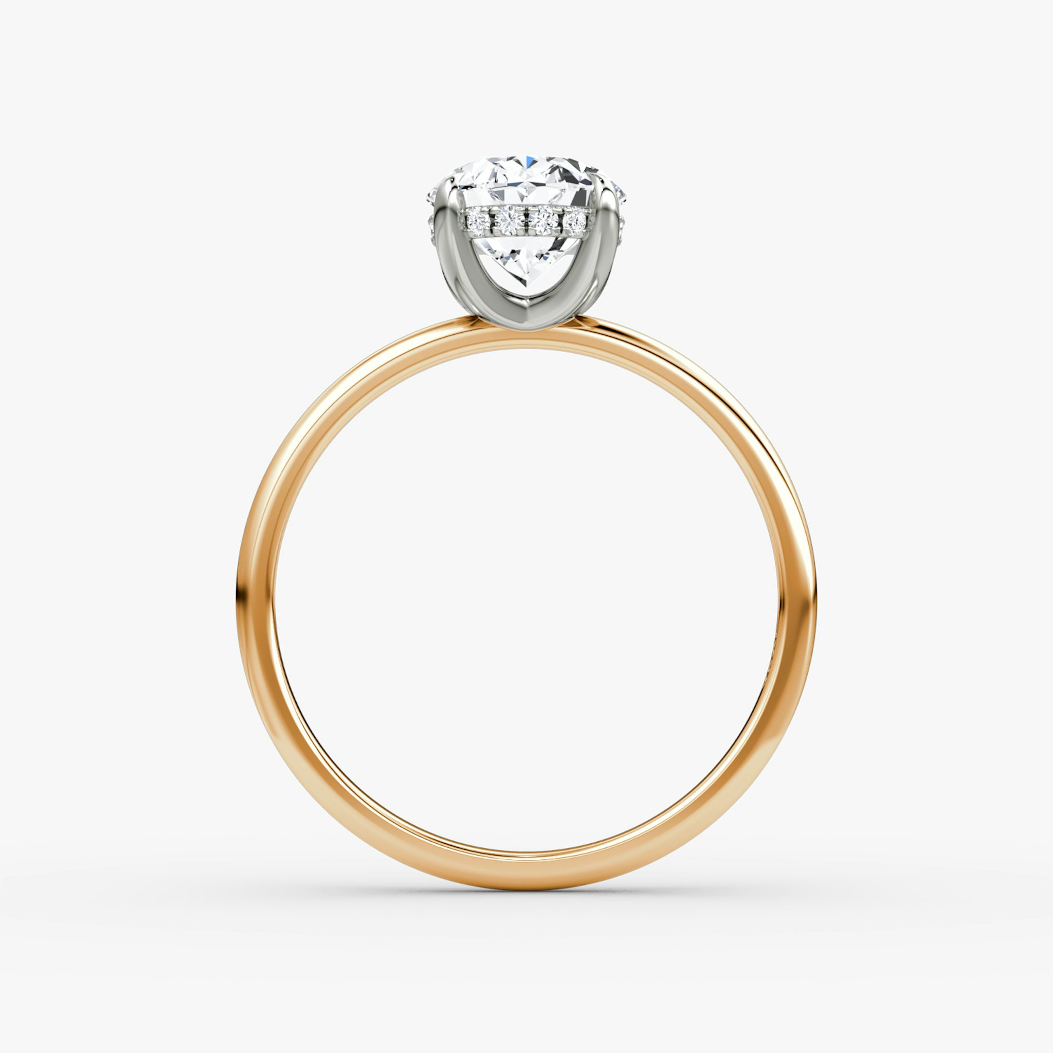 Classic Hidden Halo | Oval | 14k | Roségold und Platin | bandAccent: Ohne Pavé-Besatz | bandWidth: standard | prongStyle: Ohne Pavé-Besatz | diamondOrientation: vertical | caratWeight: other