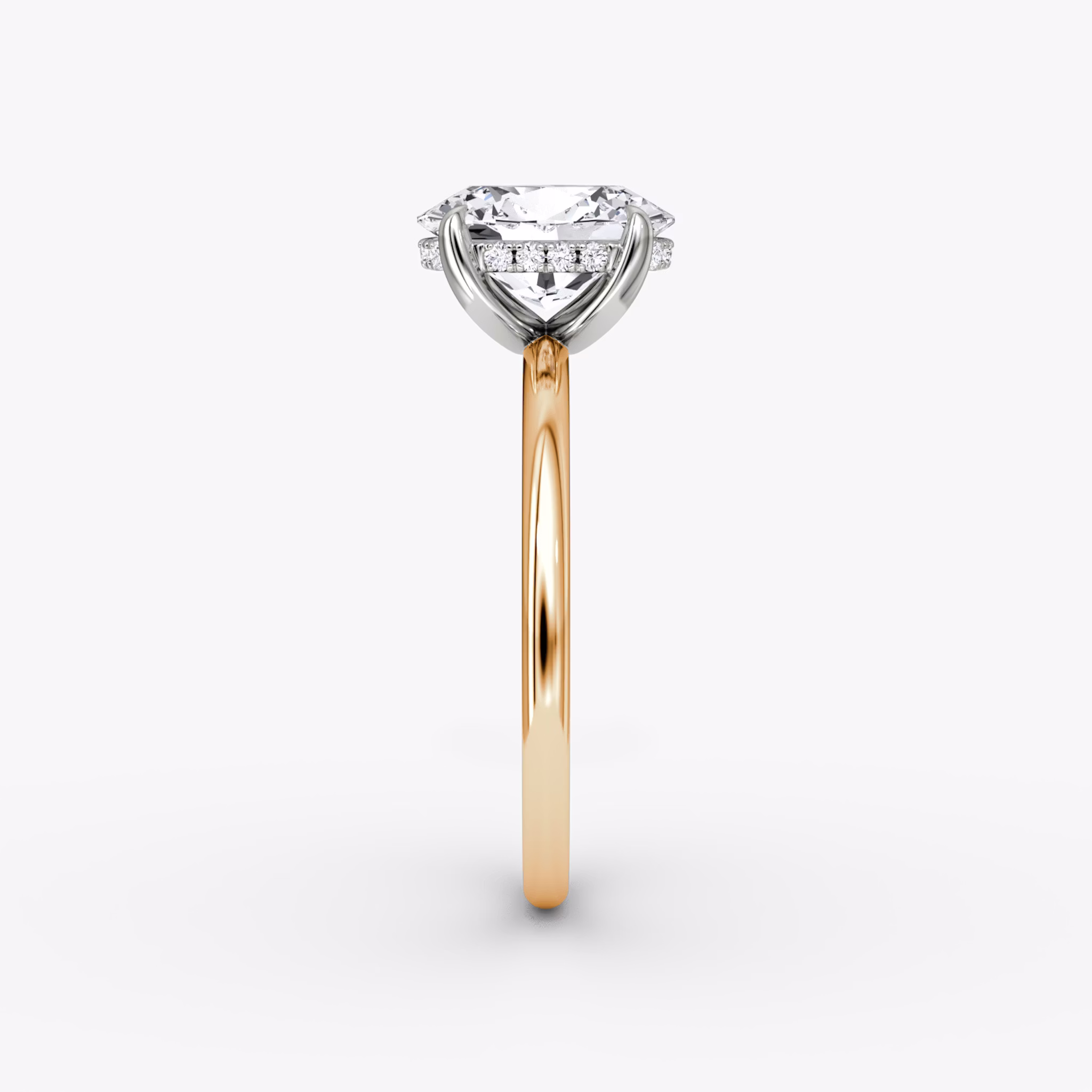 Classic Hidden Halo | Oval | 14k | Roségold und Platin | bandAccent: Ohne Pavé-Besatz | bandWidth: standard | prongStyle: Ohne Pavé-Besatz | diamondOrientation: vertical | caratWeight: other