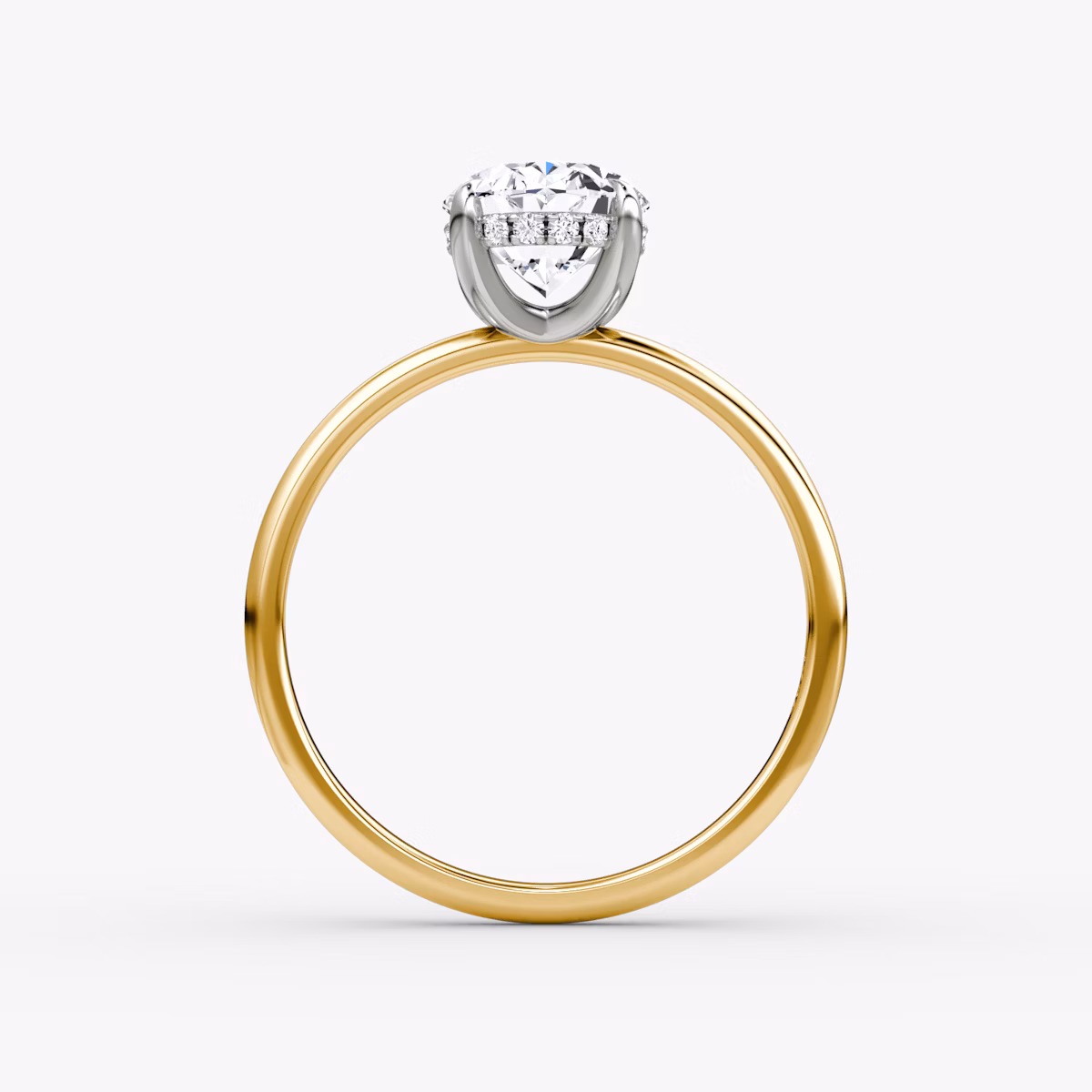 The Classic Hidden Halo | Oval | 18k | Yellow Gold and Platinum | bandAccent: Plain | bandWidth: standard | prongStyle: Plain | diamondOrientation: vertical | caratWeight: other