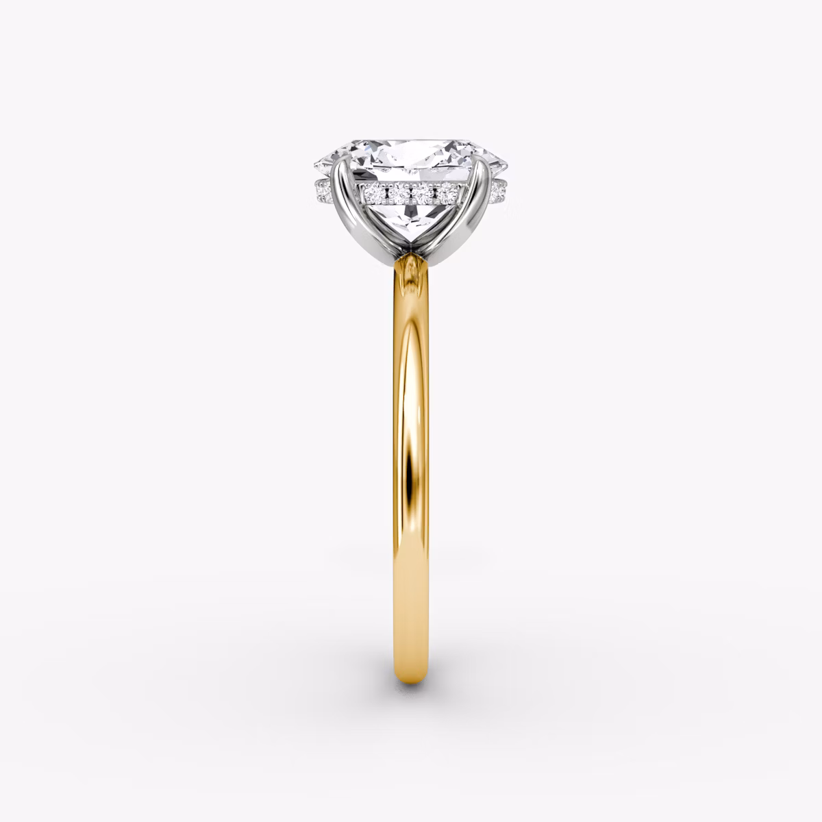 The Classic Hidden Halo | Oval | 18k | Yellow Gold and Platinum | bandAccent: Plain | bandWidth: standard | prongStyle: Plain | diamondOrientation: vertical | caratWeight: other