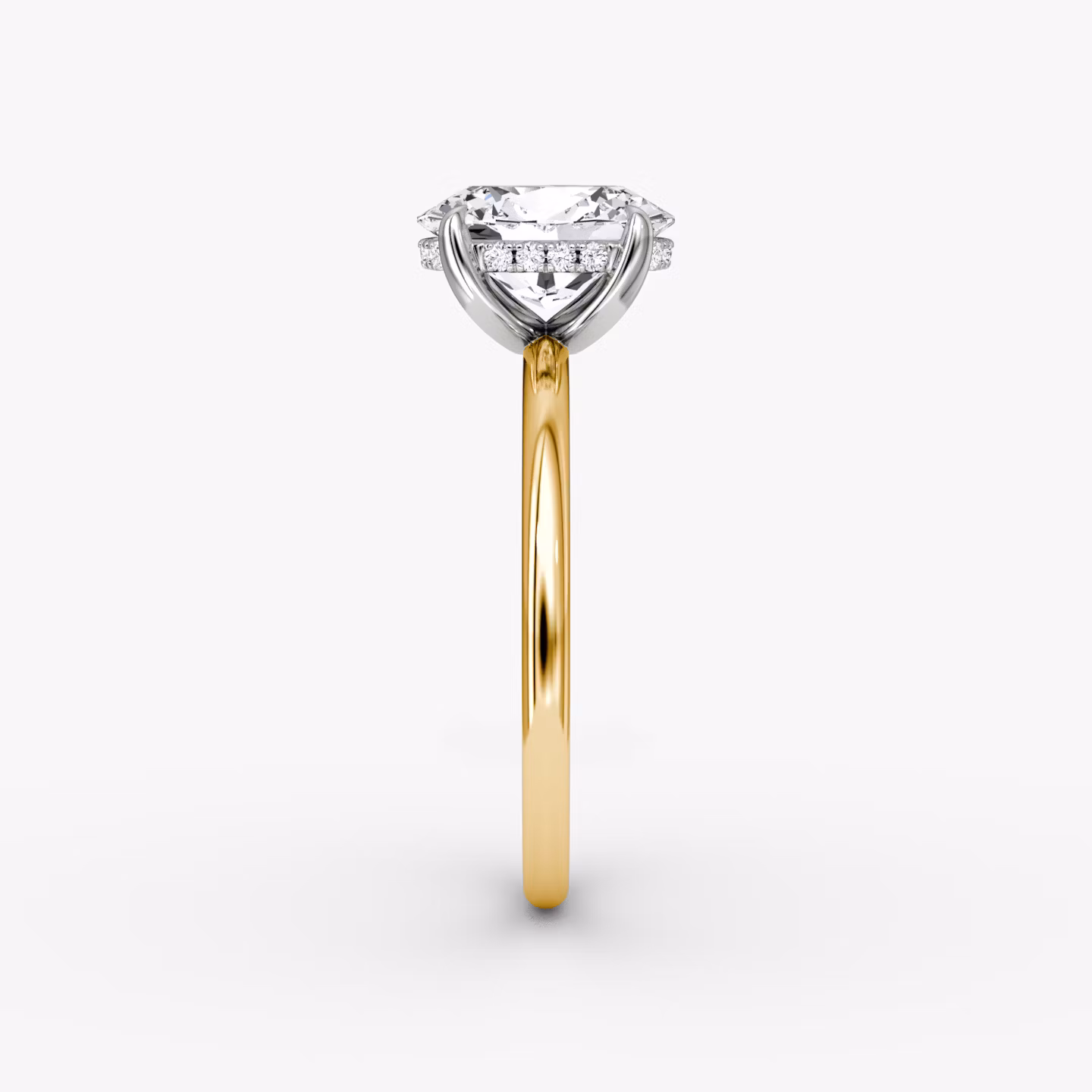 The Classic Hidden Halo | Oval | 18k | Yellow Gold and Platinum | bandAccent: Plain | bandWidth: standard | prongStyle: Plain | diamondOrientation: vertical | caratWeight: other