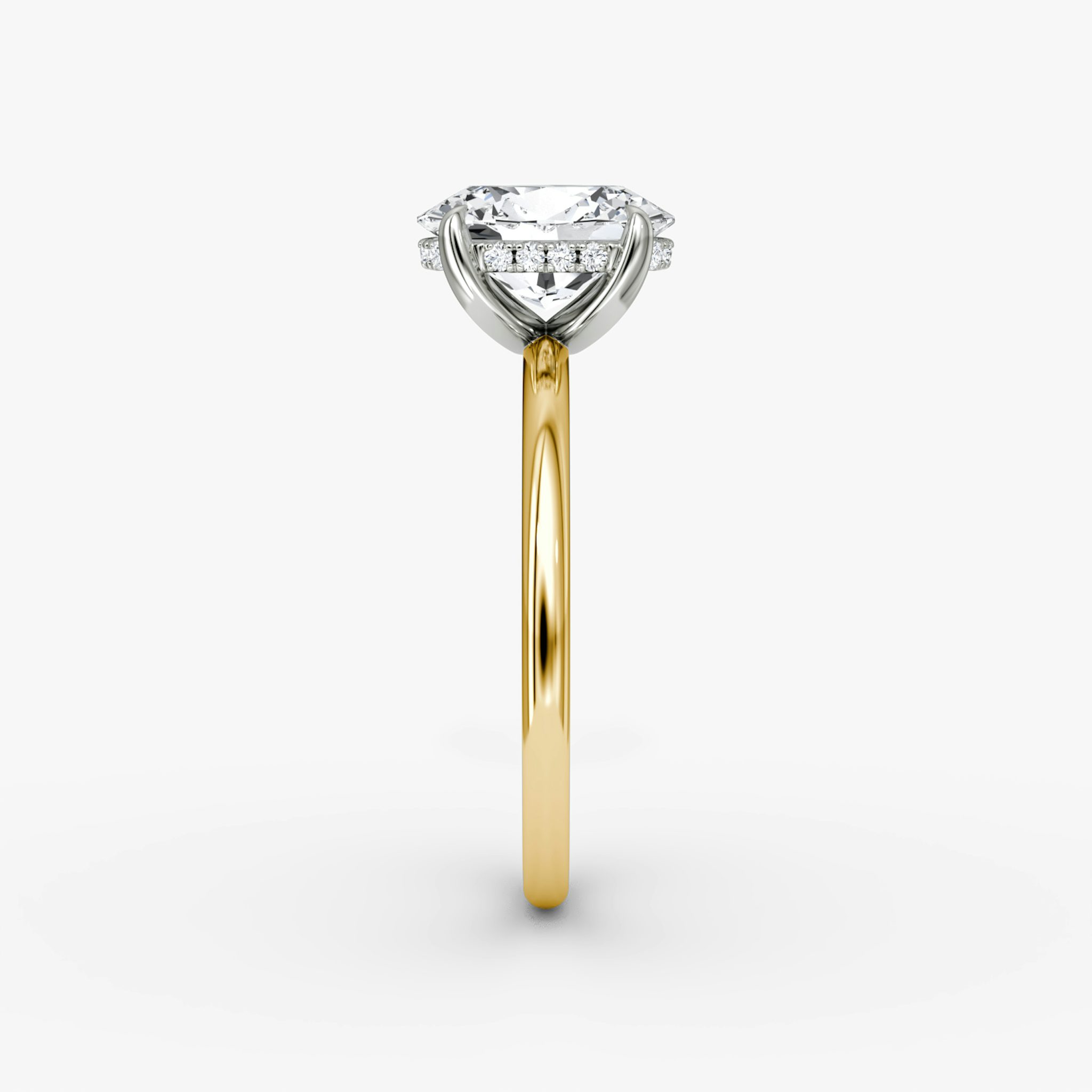 The Classic Hidden Halo | Oval | 18k | Yellow Gold and Platinum | bandAccent: Plain | bandWidth: standard | prongStyle: Plain | diamondOrientation: vertical | caratWeight: other