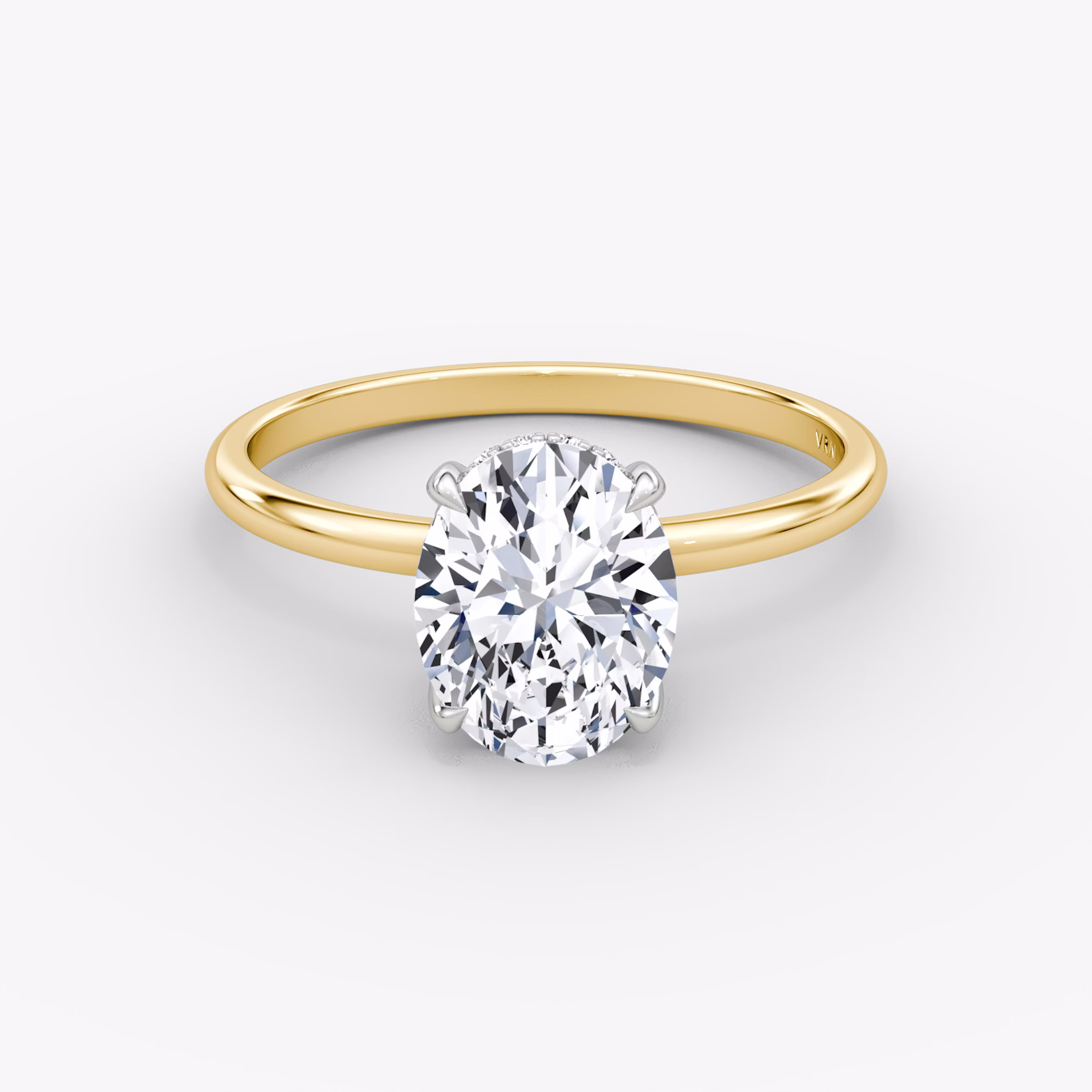 The Classic Hidden Halo | Oval | 18k | Yellow Gold and Platinum | bandAccent: Plain | bandWidth: standard | prongStyle: Plain | diamondOrientation: vertical | caratWeight: other