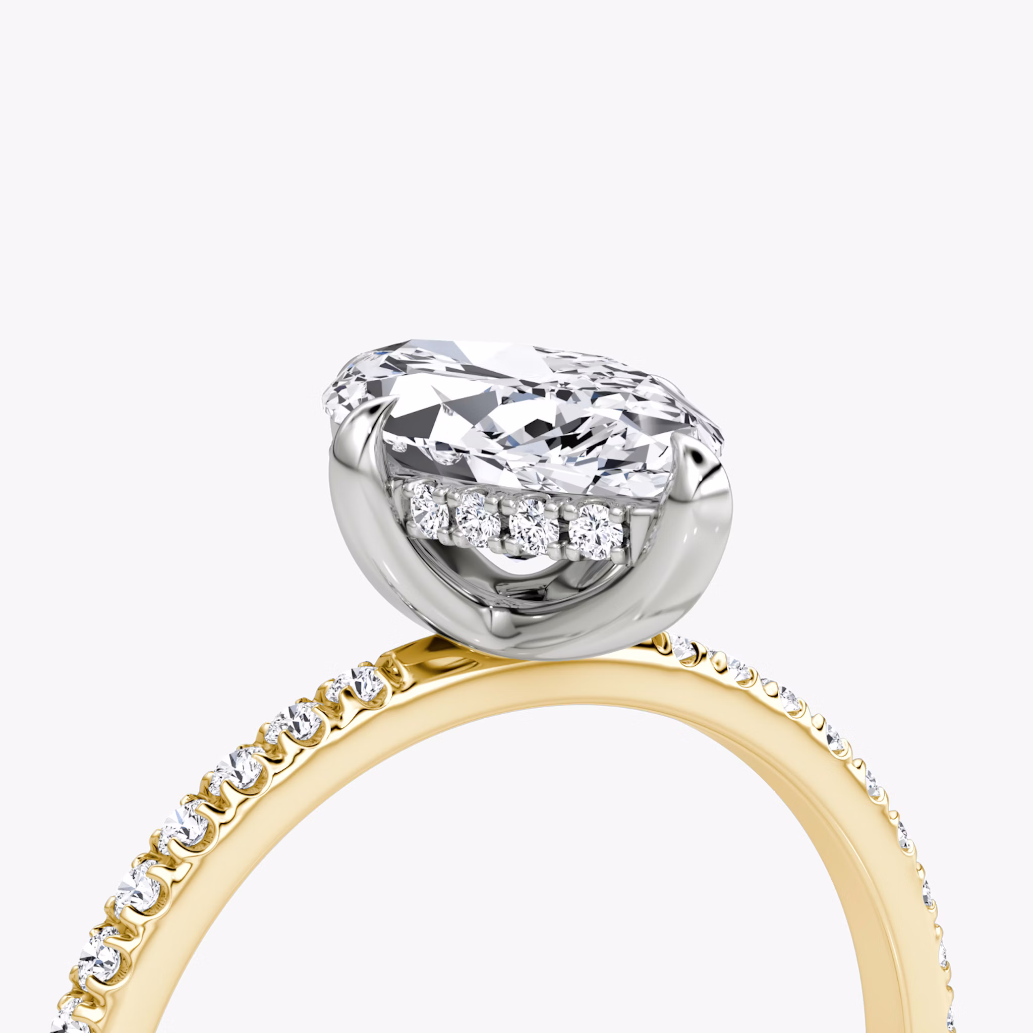 The Classic Hidden Halo | Marquise | 18k | Yellow Gold and Platinum | bandAccent: Pavé | bandWidth: standard | prongStyle: Plain | diamondOrientation: vertical | caratWeight: other