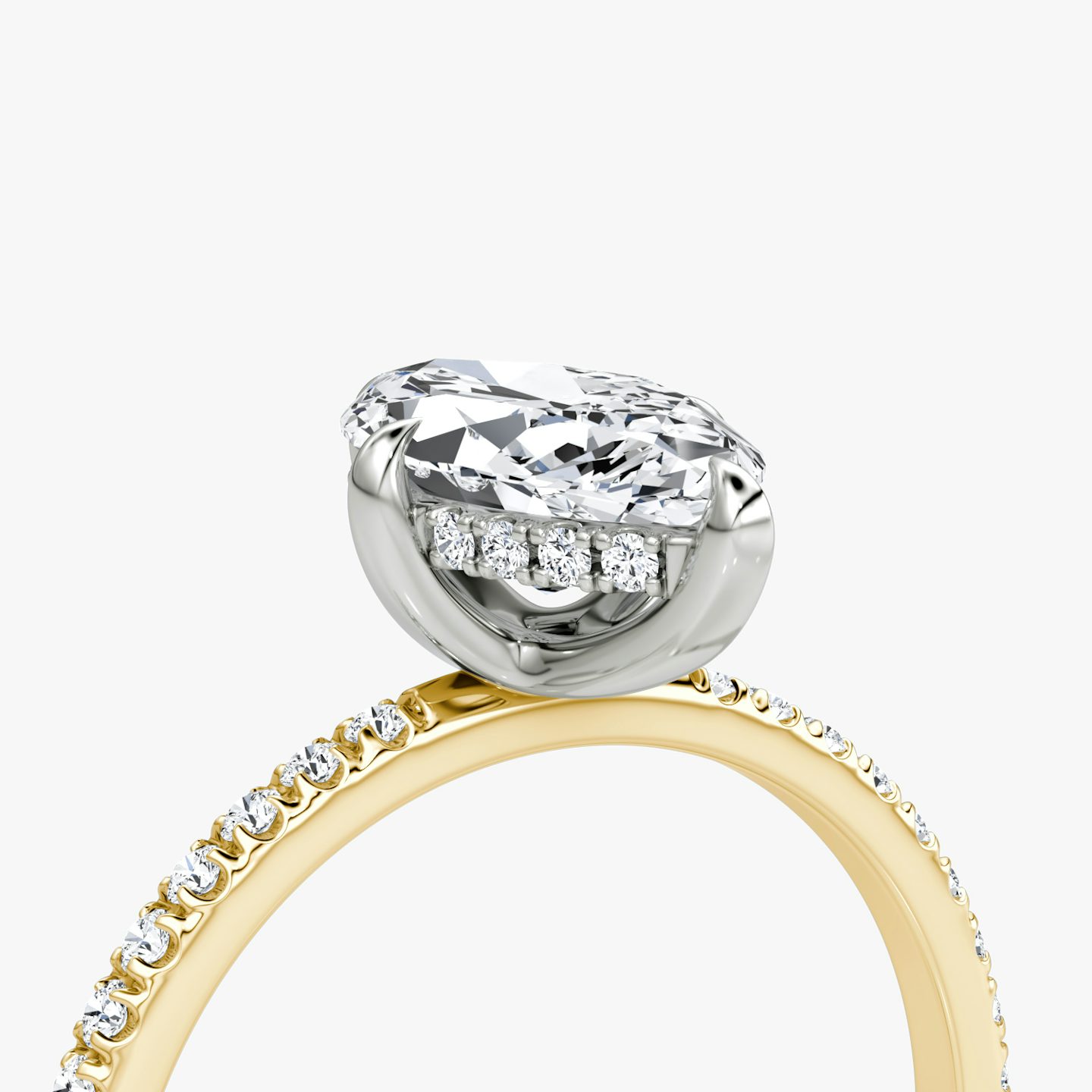 The Classic Hidden Halo | Marquise | 18k | Yellow Gold and Platinum | bandAccent: Pavé | bandWidth: standard | prongStyle: Plain | diamondOrientation: vertical | caratWeight: other