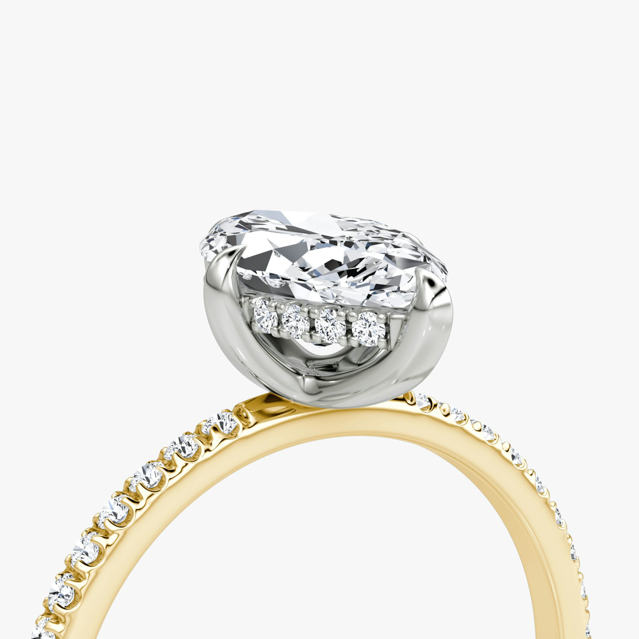 The Classic Hidden Halo | Marquise | 18k | Yellow Gold and Platinum | bandAccent: Pavé | bandWidth: standard | prongStyle: Plain | diamondOrientation: vertical | caratWeight: other