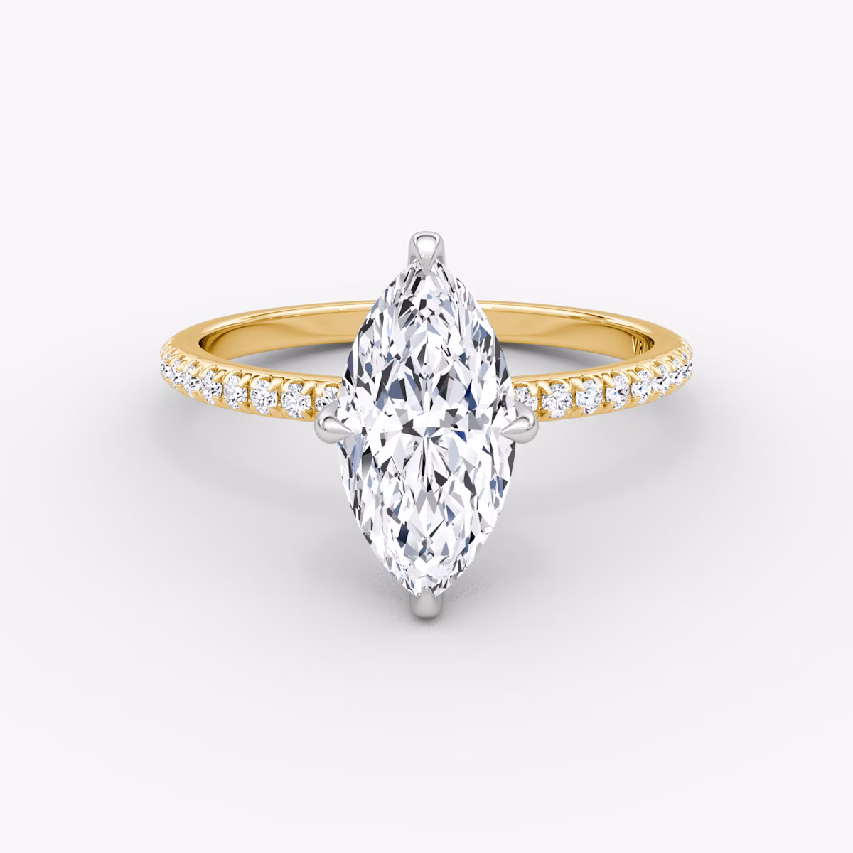 The Classic Hidden Halo | Marquise | 18k | Yellow Gold and Platinum | bandAccent: Pavé | bandWidth: standard | prongStyle: Plain | diamondOrientation: vertical | caratWeight: other