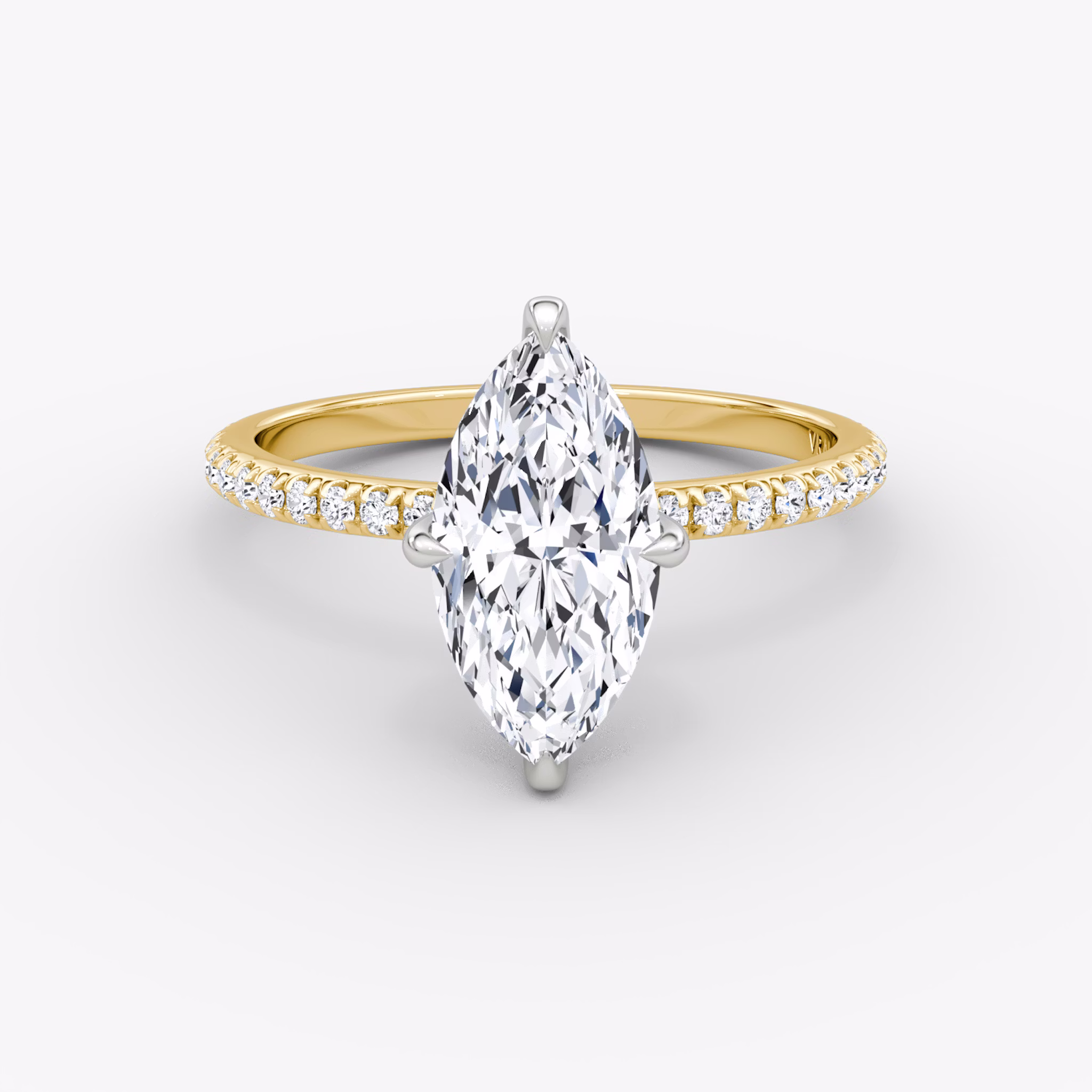 The Classic Hidden Halo | Marquise | 18k | Yellow Gold and Platinum | bandAccent: Pavé | bandWidth: standard | prongStyle: Plain | diamondOrientation: vertical | caratWeight: other