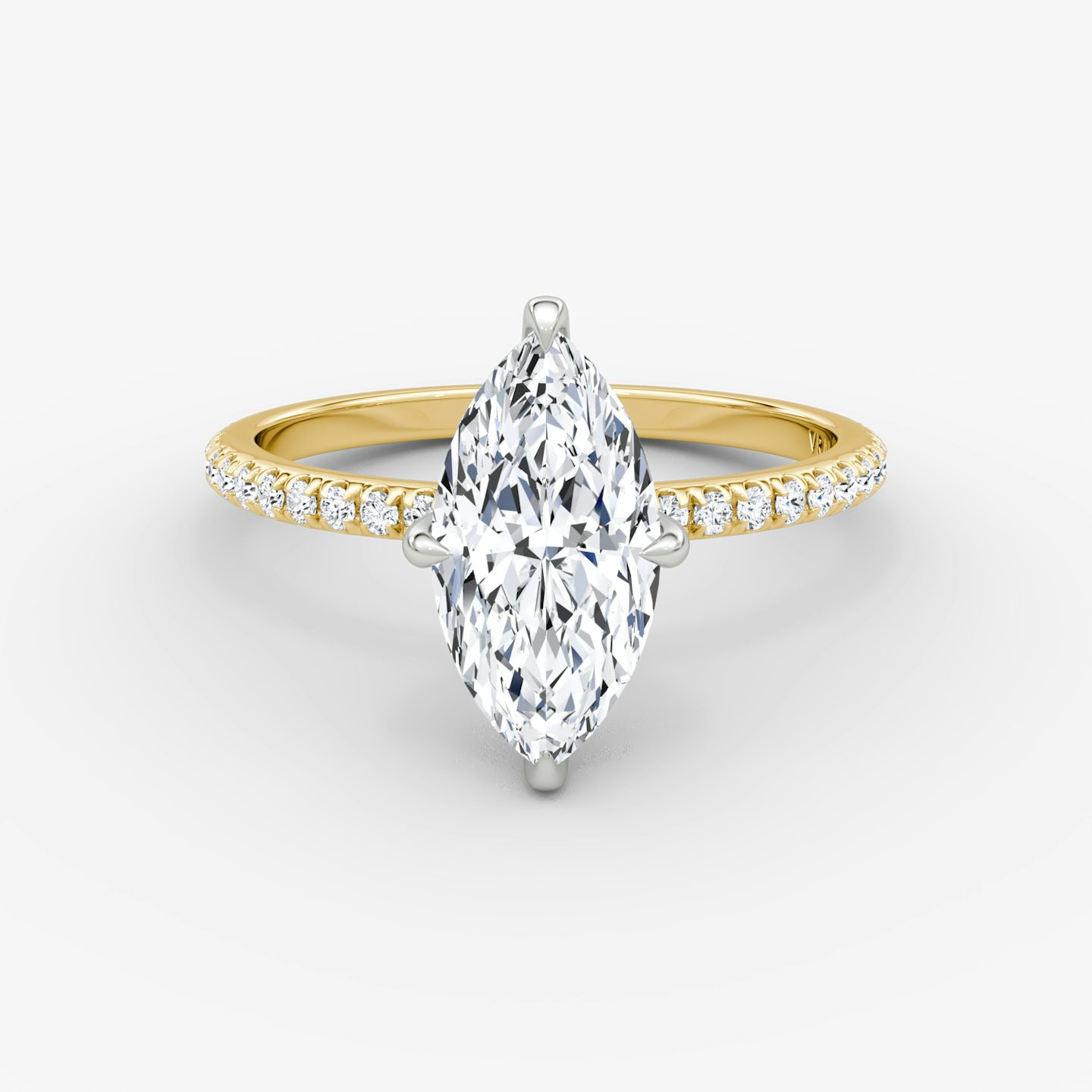 The Classic Hidden Halo | Marquise | 18k | Yellow Gold and Platinum | bandAccent: Pavé | bandWidth: standard | prongStyle: Plain | diamondOrientation: vertical | caratWeight: other