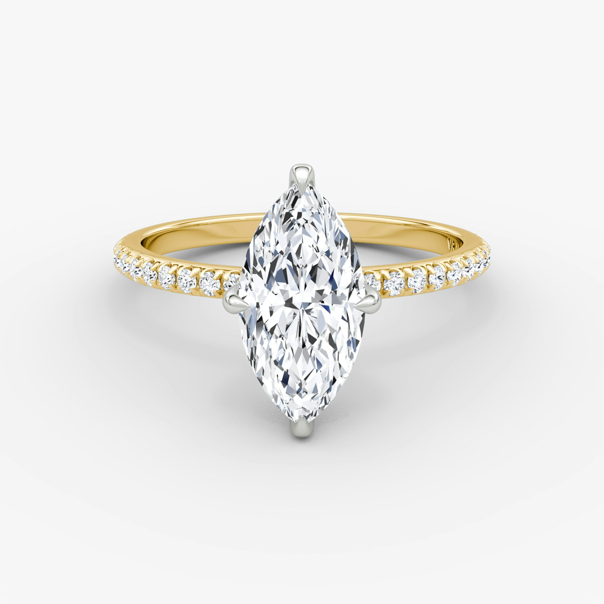 The Classic Hidden Halo | Marquise | 18k | Yellow Gold and Platinum | bandAccent: Pavé | bandWidth: standard | prongStyle: Plain | diamondOrientation: vertical | caratWeight: other