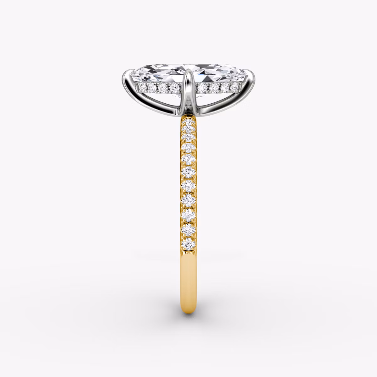 The Classic Hidden Halo | Marquise | 18k | Yellow Gold and Platinum | bandAccent: Pavé | bandWidth: standard | prongStyle: Plain | diamondOrientation: vertical | caratWeight: other