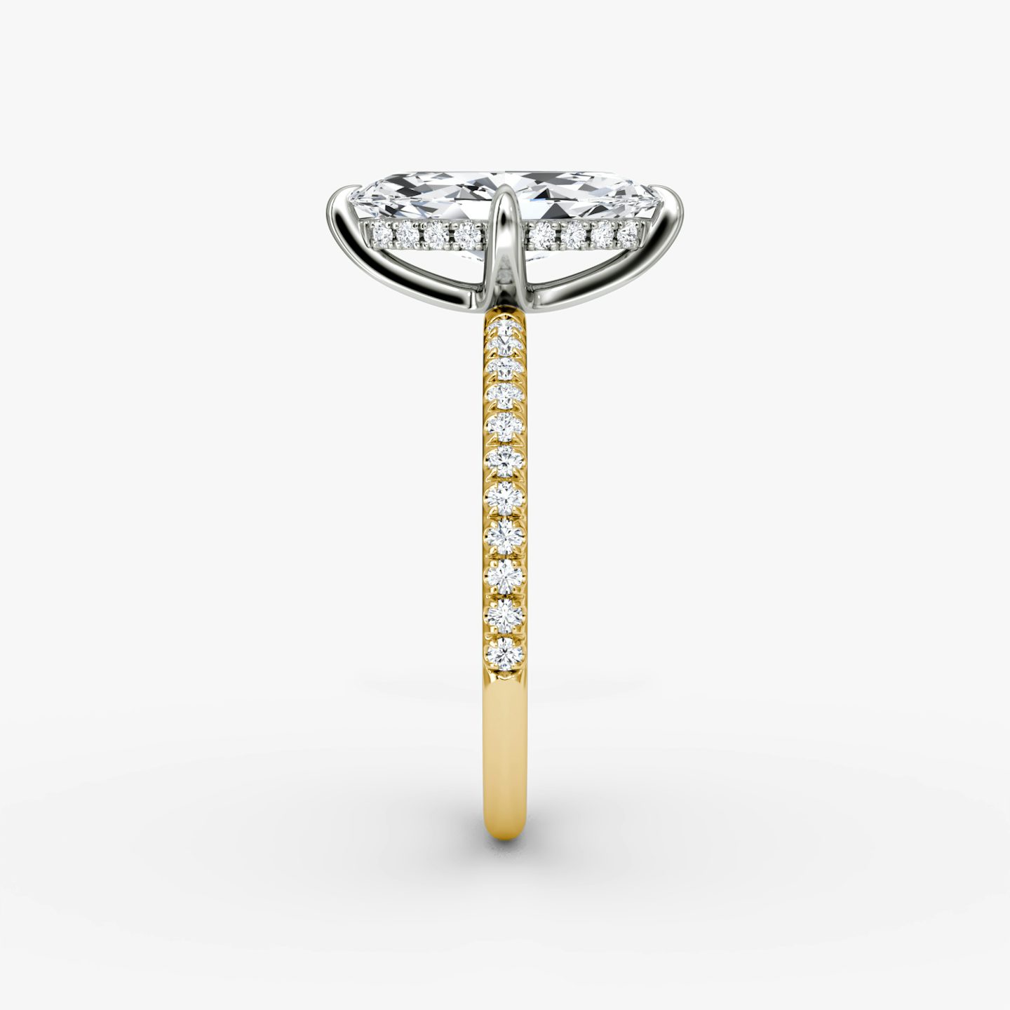 The Classic Hidden Halo | Marquise | 18k | Yellow Gold and Platinum | bandAccent: Pavé | bandWidth: standard | prongStyle: Plain | diamondOrientation: vertical | caratWeight: other