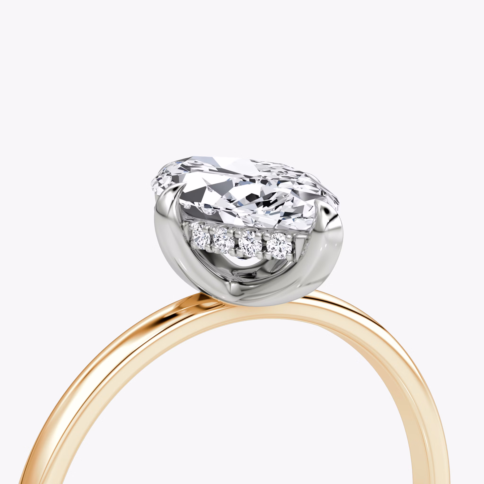 The Classic Hidden Halo | Marquise | 14k | Rose Gold and Platinum | bandAccent: Plain | bandWidth: standard | prongStyle: Plain | diamondOrientation: vertical | caratWeight: other