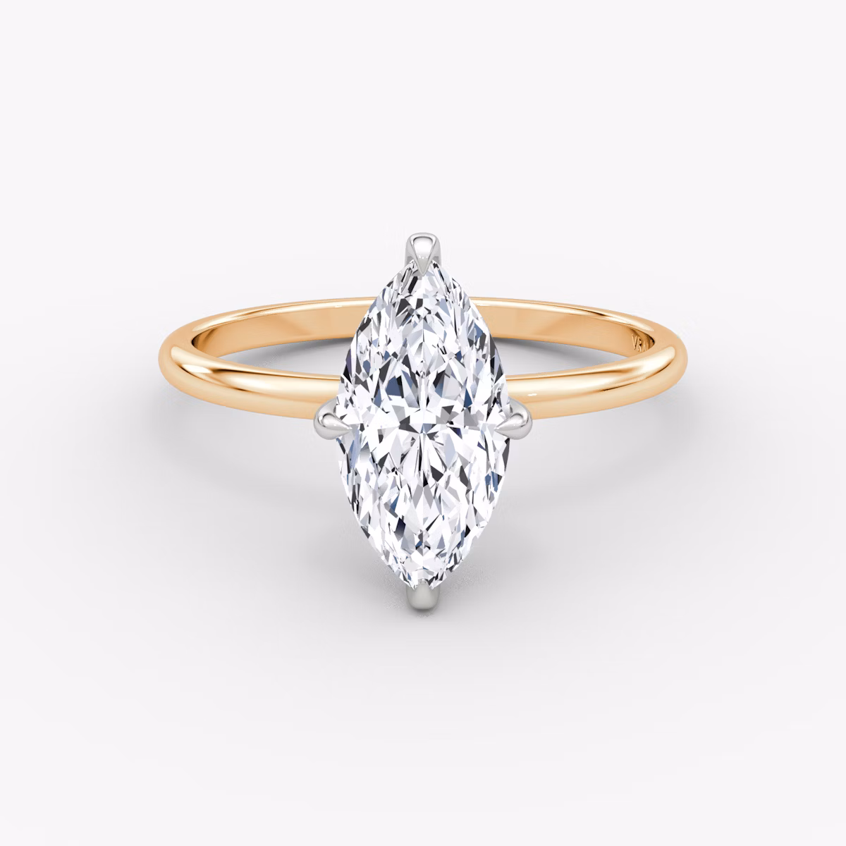 The Classic Hidden Halo | Marquise | 14k | Rose Gold and Platinum | bandAccent: Plain | bandWidth: standard | prongStyle: Plain | diamondOrientation: vertical | caratWeight: other