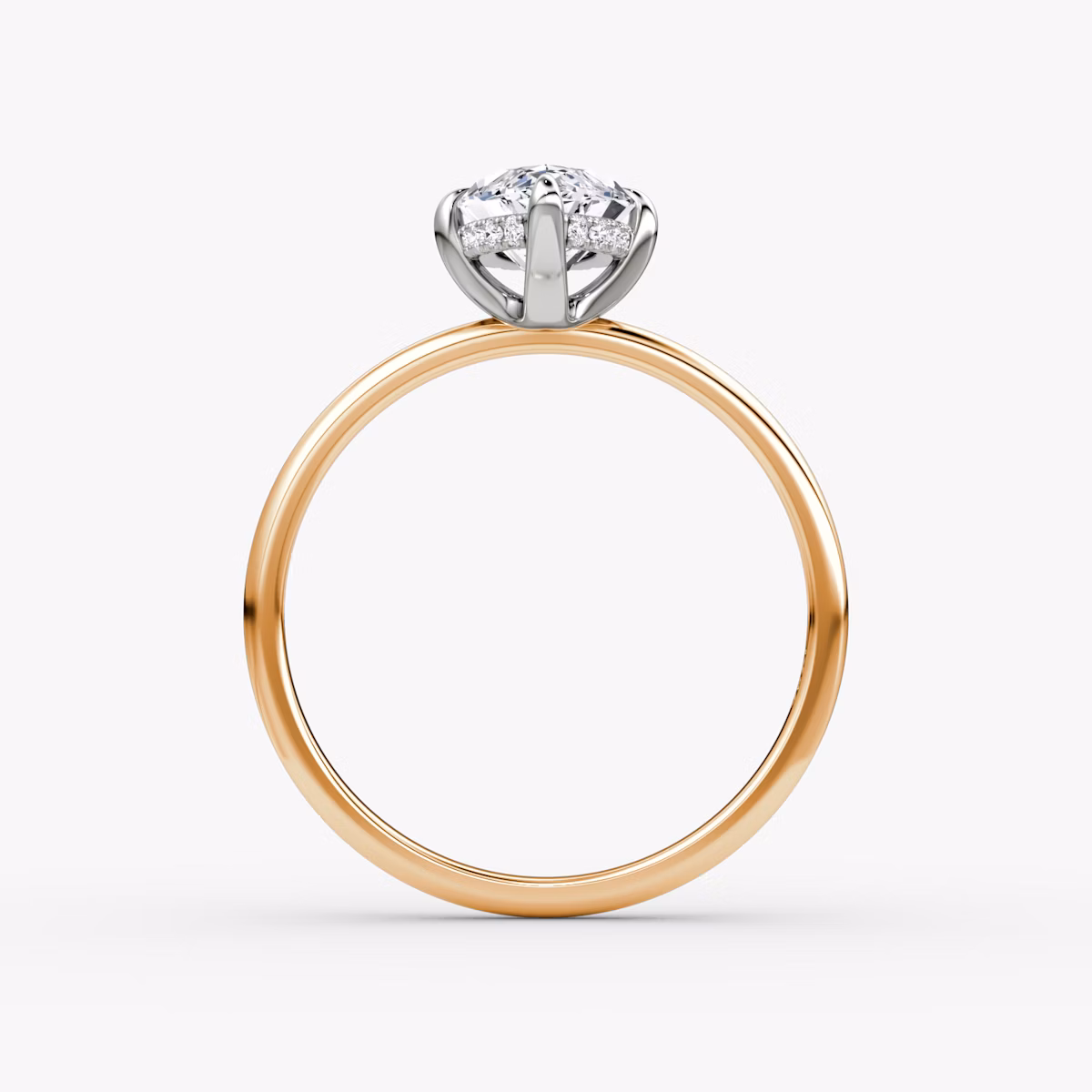 The Classic Hidden Halo | Marquise | 14k | Rose Gold and Platinum | bandAccent: Plain | bandWidth: standard | prongStyle: Plain | diamondOrientation: vertical | caratWeight: other
