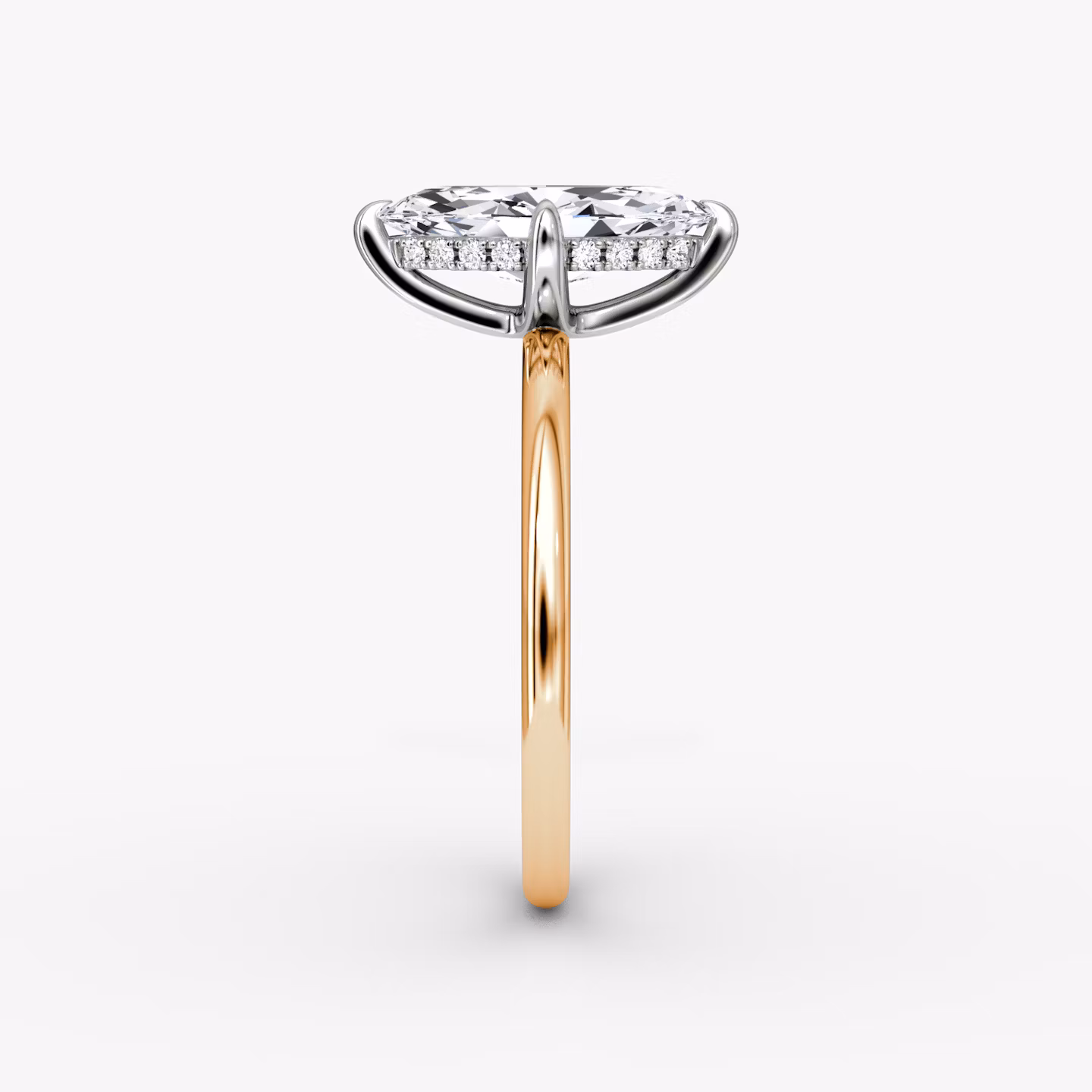 The Classic Hidden Halo | Marquise | 14k | Rose Gold and Platinum | bandAccent: Plain | bandWidth: standard | prongStyle: Plain | diamondOrientation: vertical | caratWeight: other