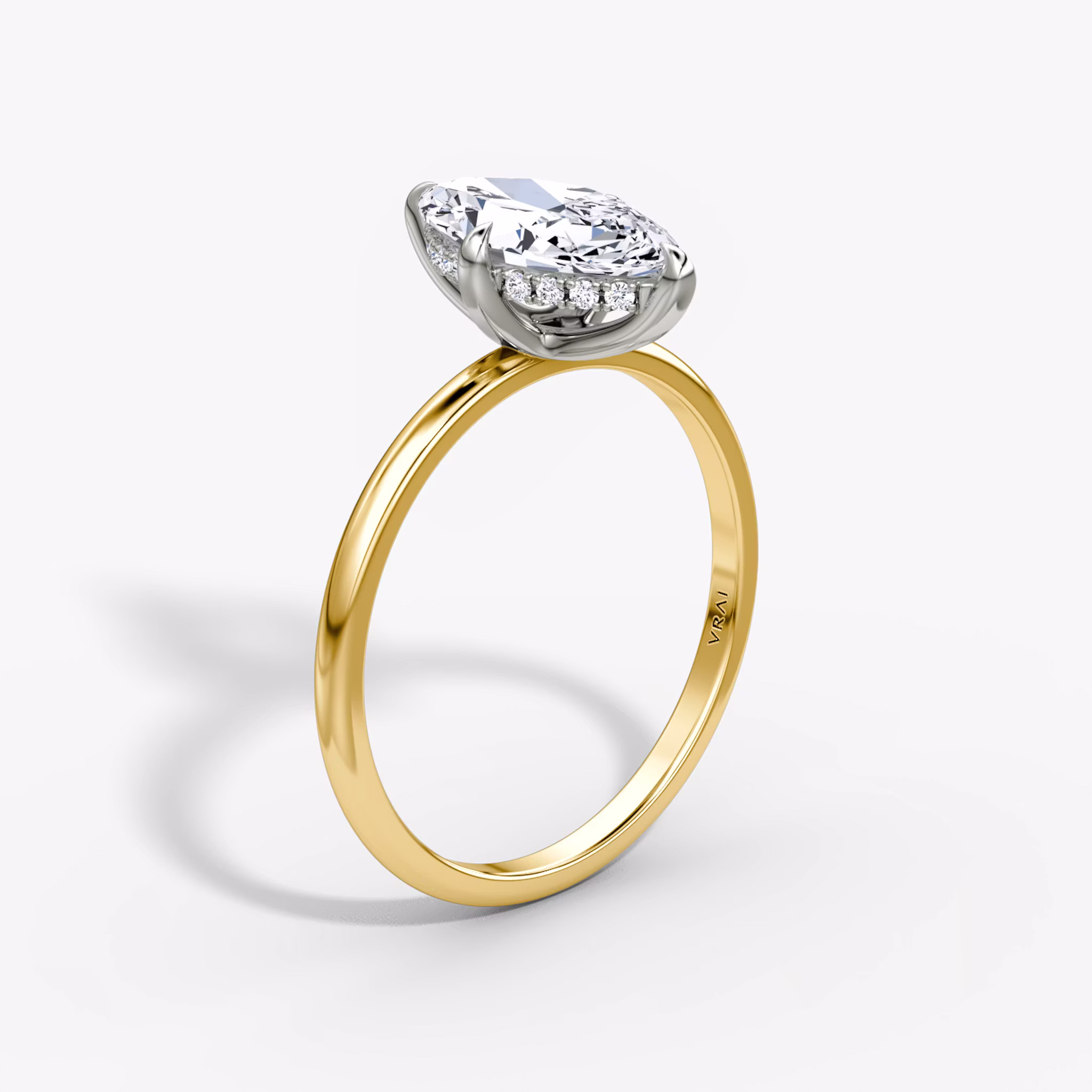 The Classic Hidden Halo Marquise | 18K Yellow Gold and Platinum