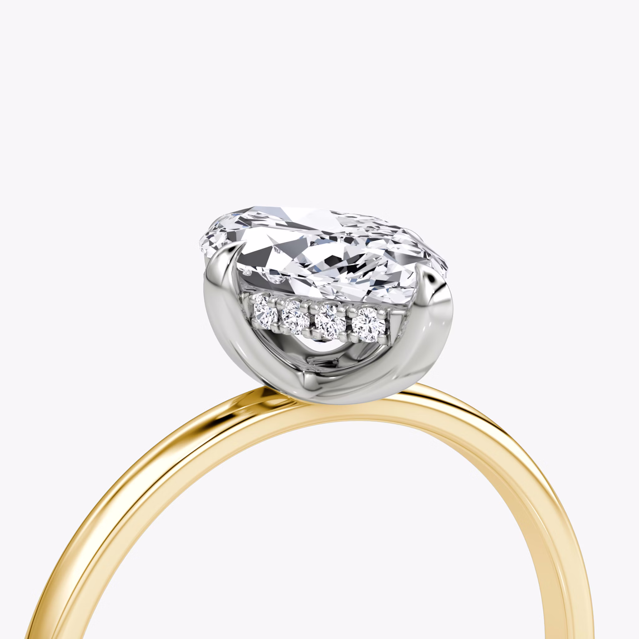The Classic Hidden Halo | Marquise | 18k | Yellow Gold and Platinum | bandAccent: Plain | bandWidth: standard | prongStyle: Plain | diamondOrientation: vertical | caratWeight: other