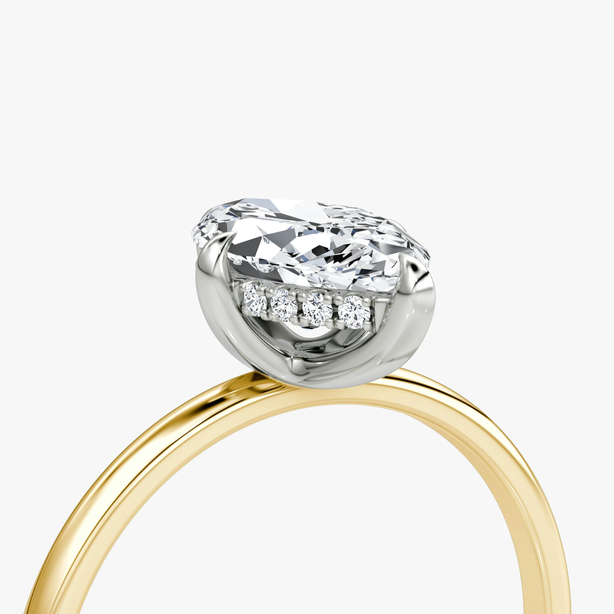 The Classic Hidden Halo | Marquise | 18k | Yellow Gold and Platinum | bandAccent: Plain | bandWidth: standard | prongStyle: Plain | diamondOrientation: vertical | caratWeight: other