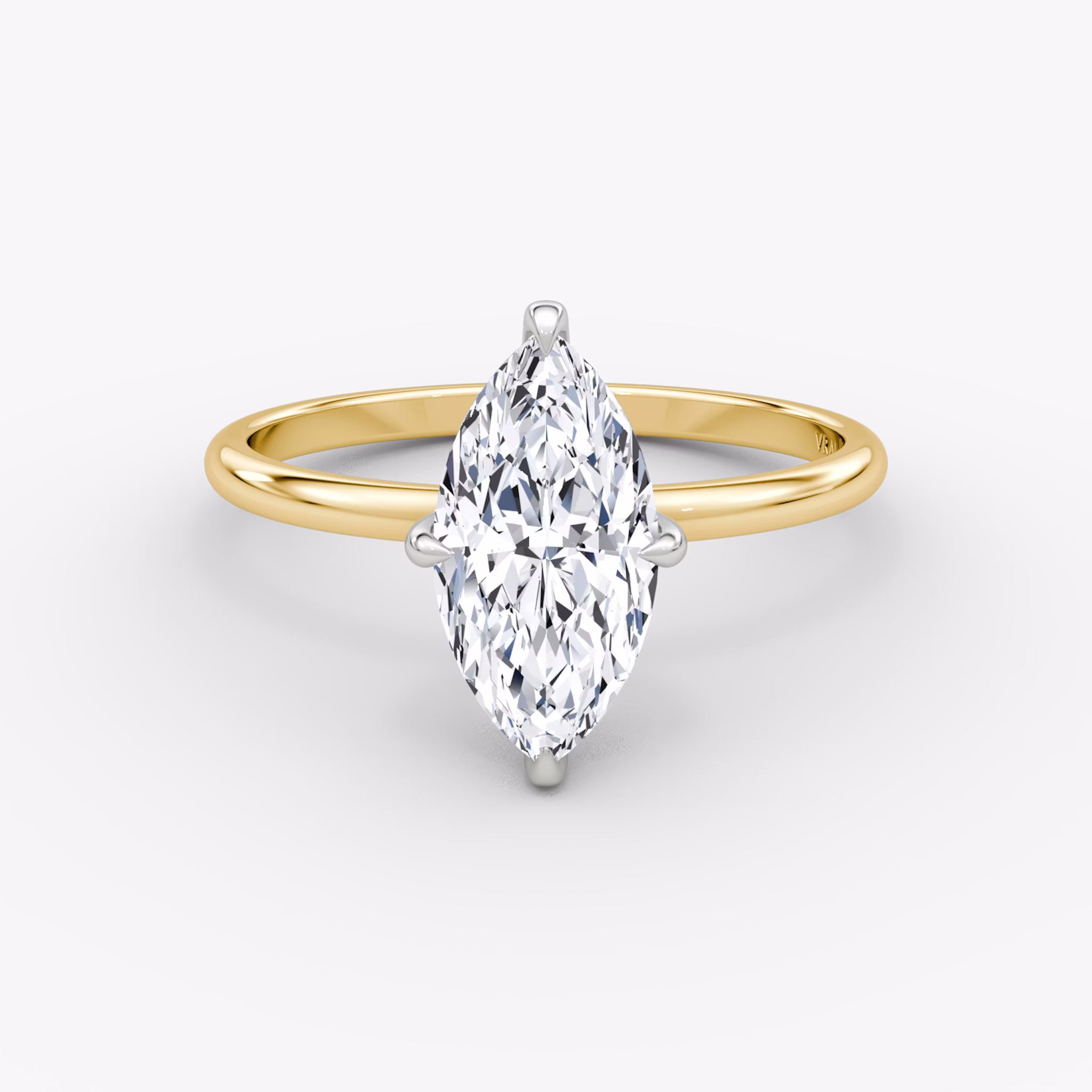 The Classic Hidden Halo | Marquise | 18k | Yellow Gold and Platinum | bandAccent: Plain | bandWidth: standard | prongStyle: Plain | diamondOrientation: vertical | caratWeight: other