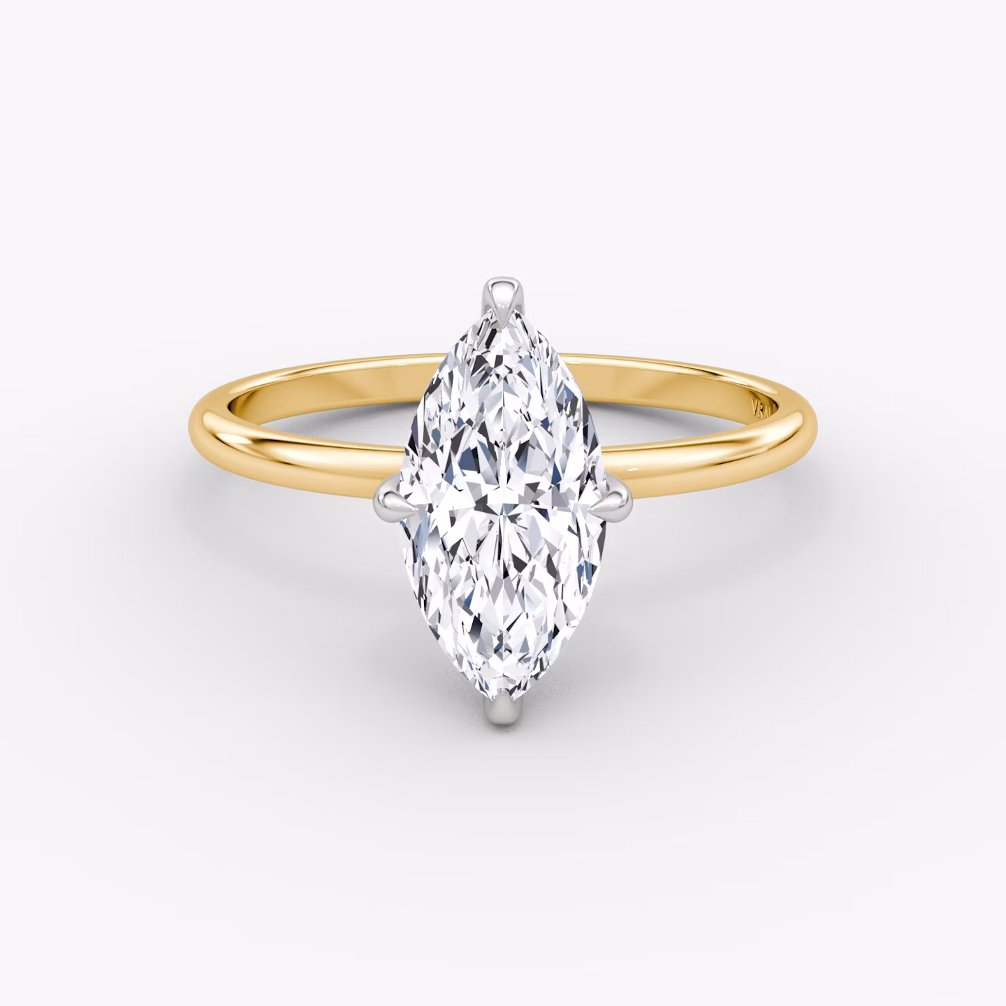 The Classic Hidden Halo | Marquise | 18k | Yellow Gold and Platinum | bandAccent: Plain | bandWidth: standard | prongStyle: Plain | diamondOrientation: vertical | caratWeight: other